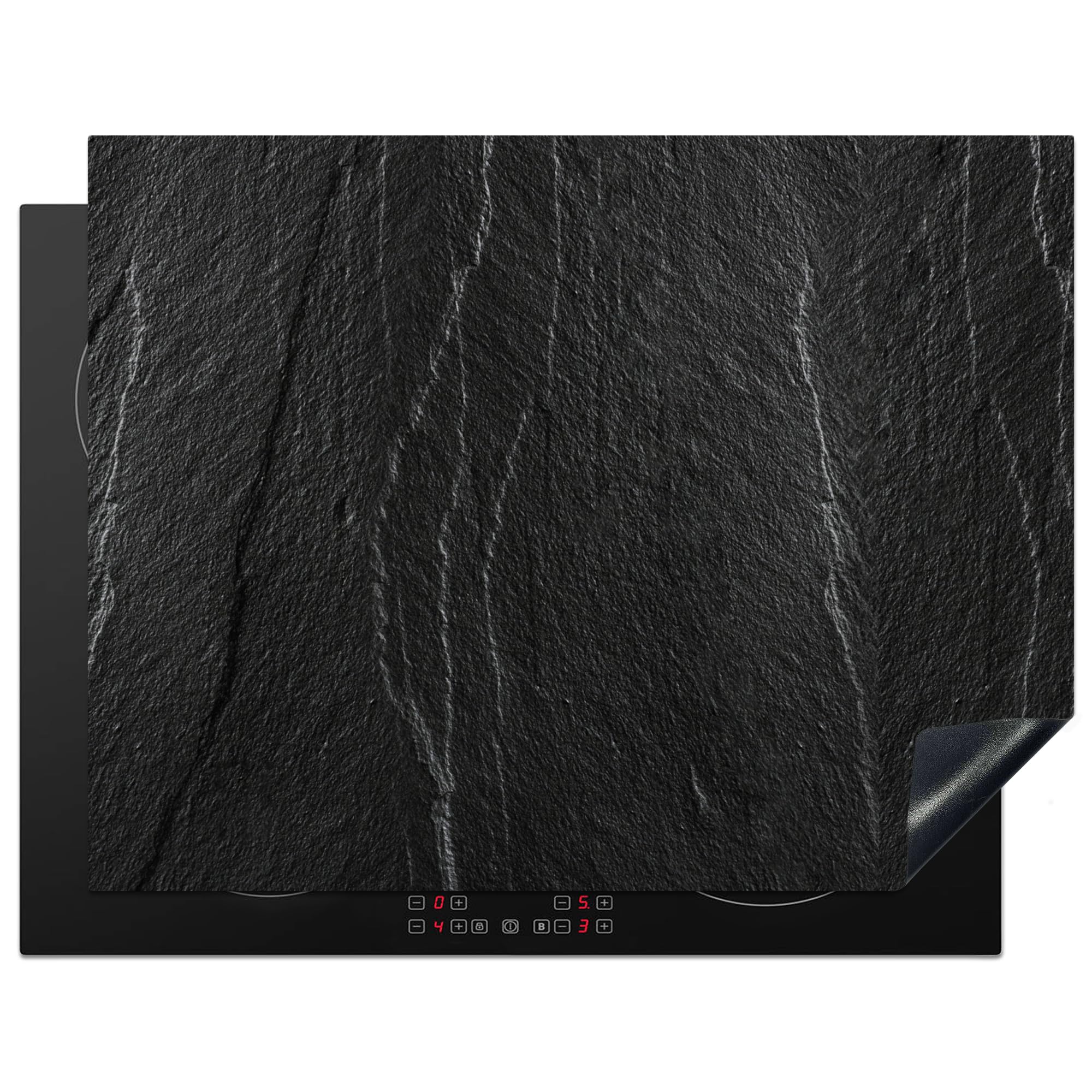KitchenYeah© Induction Hob Protector Mat 23.2"x30.3" / 77x59 cm Stove Cap Top Cover Kitchen Cooker Covers for Electric Hobs Vinyl Stone - Anthracite - Dark Grey - Stone Structure