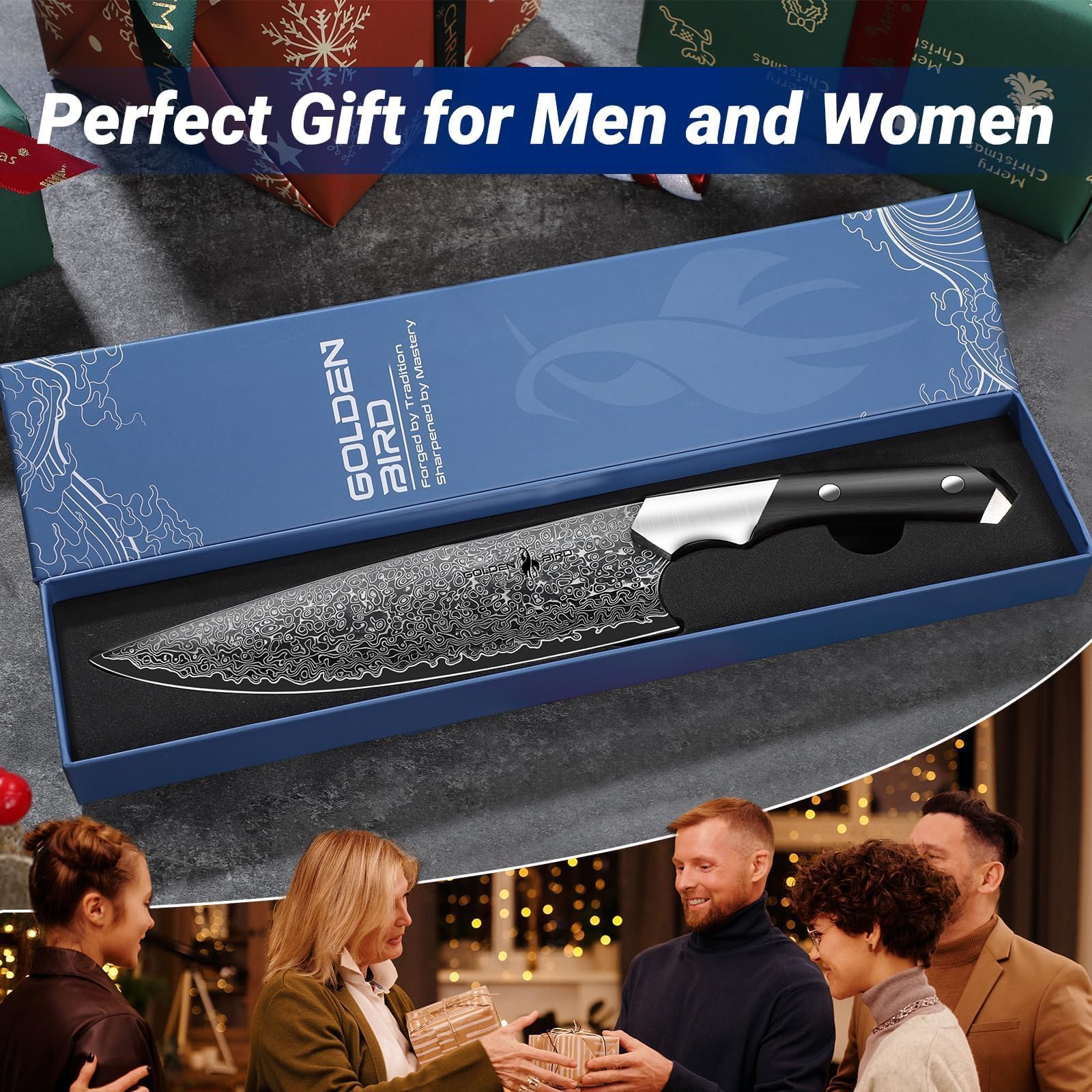 Golden Bird Damascus Chef Knife, 8 Inch Japanese Knives — Amazon image 4