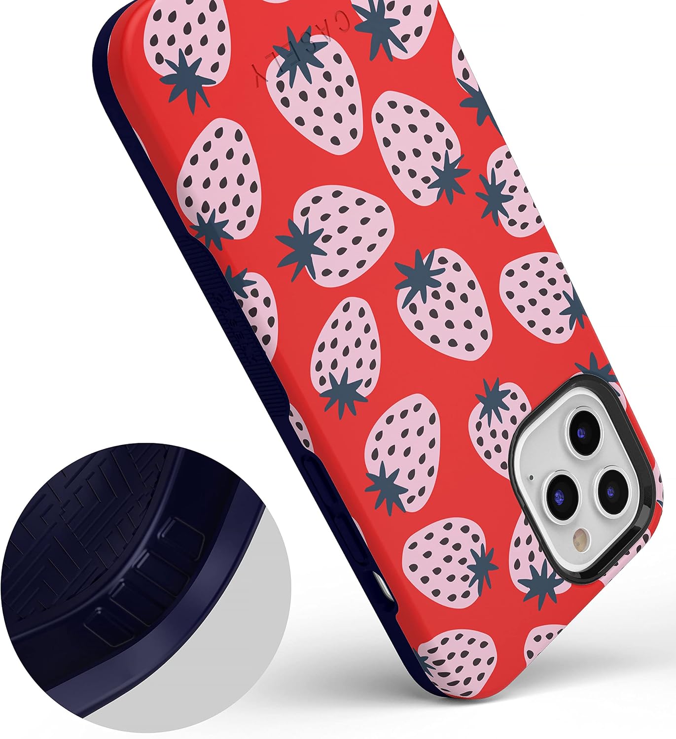 Casely iPhone 11 Pro Max Case | I'd Pick You | Red Strawberry | Bold Protective Design
