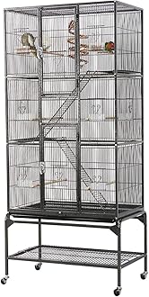 Yaheetech 69-Inch Extra Large Bird Cage Metal Parrot Cage for Mid-Sized Parrots Cockatiels Conures Parakeets Lovebirds Budgie Finch, Black