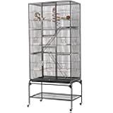 Yaheetech 69-Inch Extra Large Bird Cage Metal Parrot Cage for Mid-Sized Parrots Cockatiels Conures Parakeets Lovebirds Budgie Finch, Black