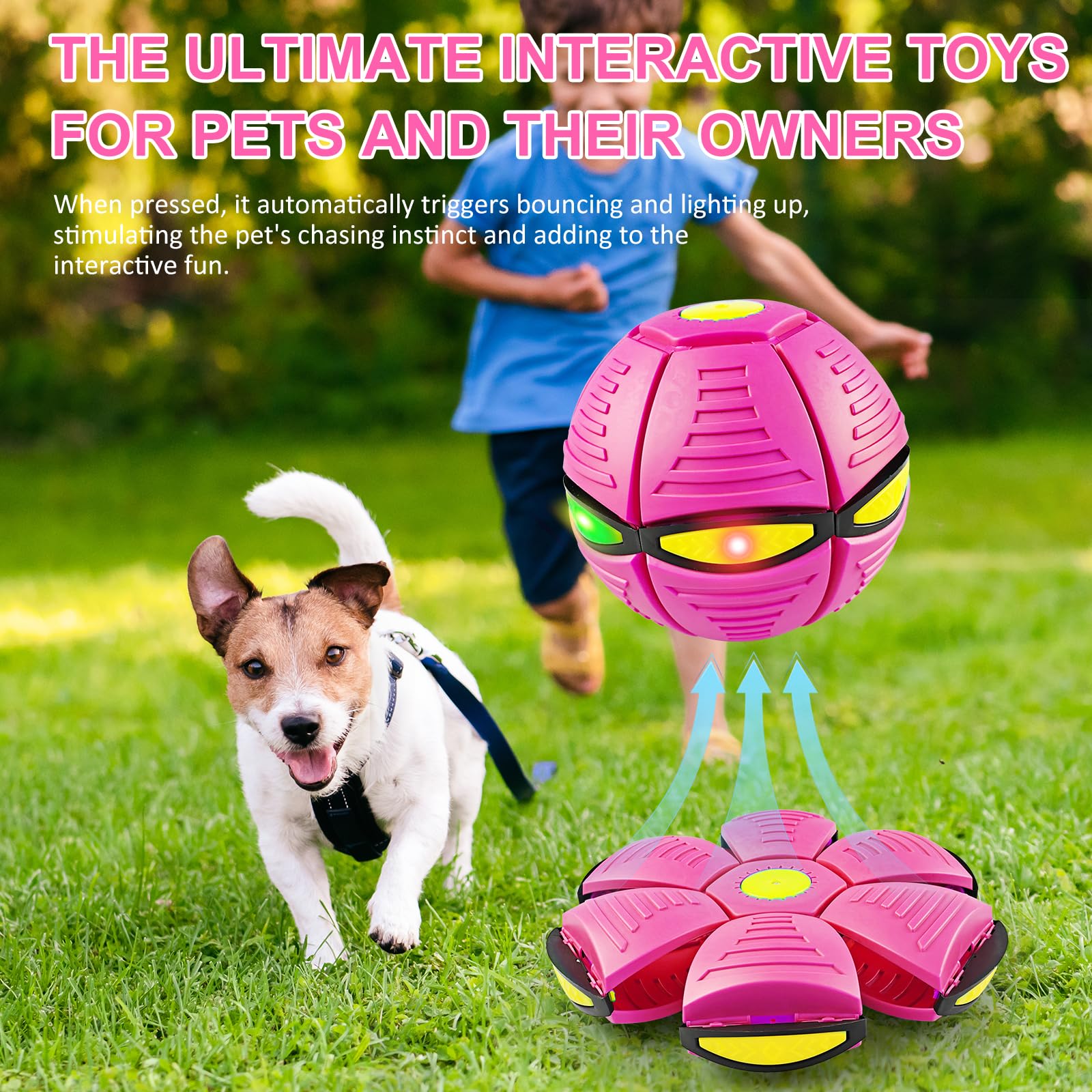 Magic Ball Pop Up Balls Light-Up – Magic Bouncing Pop Up zabawka z jasnymi światłami ruchu, podwójna forma, magiczna piłka do zabawy w pomieszczeniach i na świeżym powietrzu