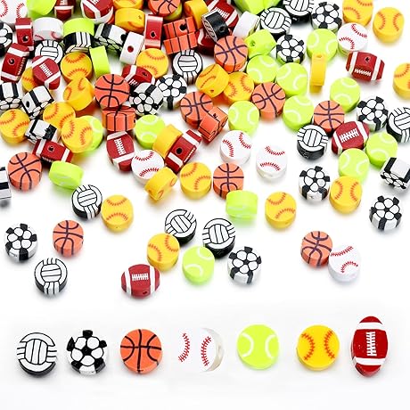 100Pcs Sports Ball Beads for Jewelry Making
