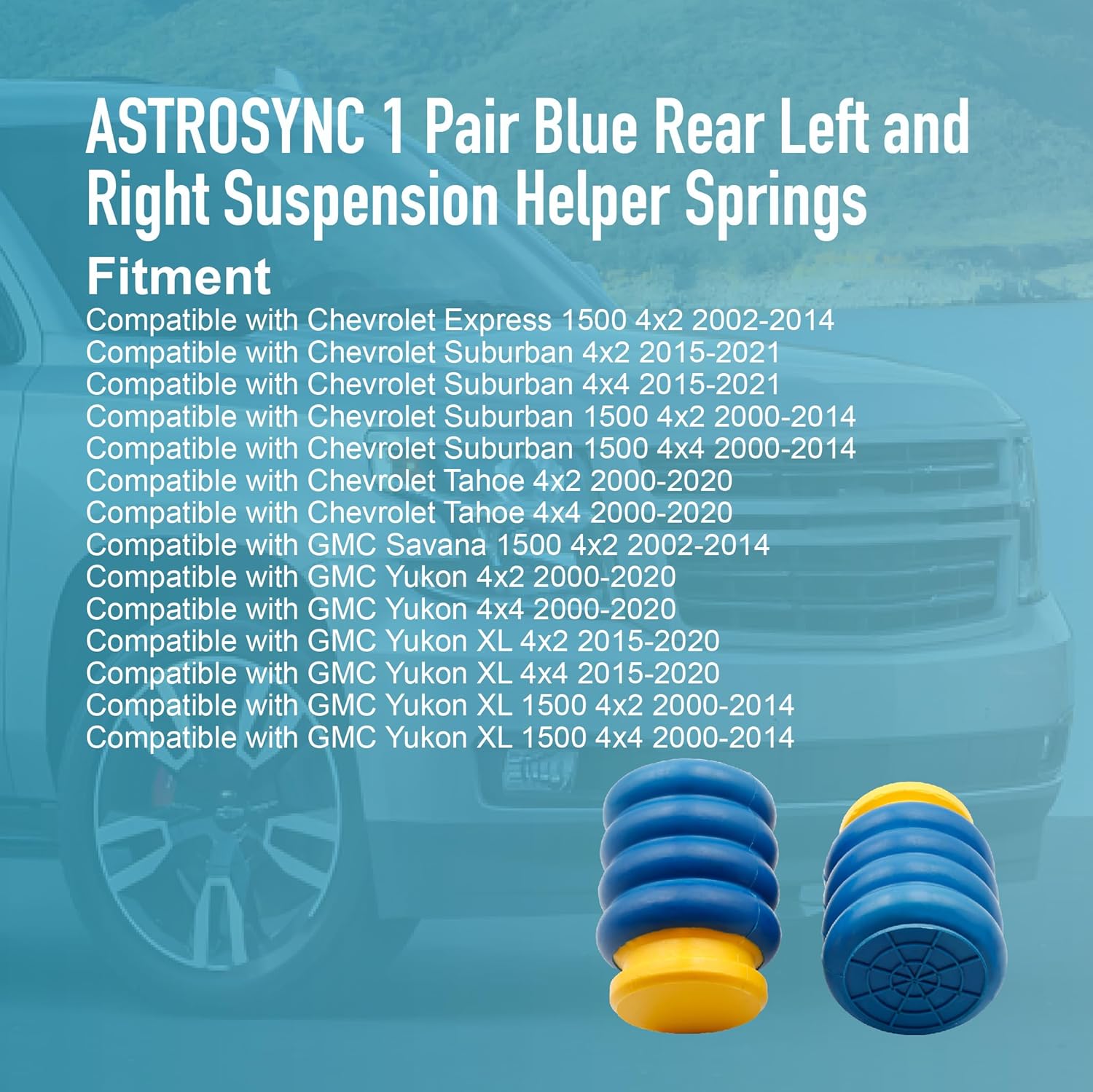 ASTROSYNC Suspension Helper Springs Rear Left and Right Fit For Chevrolet Express 1500 Suburban 1500 Tahoe GMC Savana 1500 Yukon 1500 XL 2000-2020 Replace SSR-204-40 1 Pair Blue