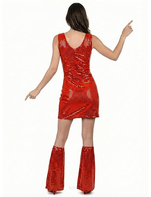 Foto 4 de 7 de DEGUISE TOI Disfraz disco rojo con lentejuelas para mujer - L