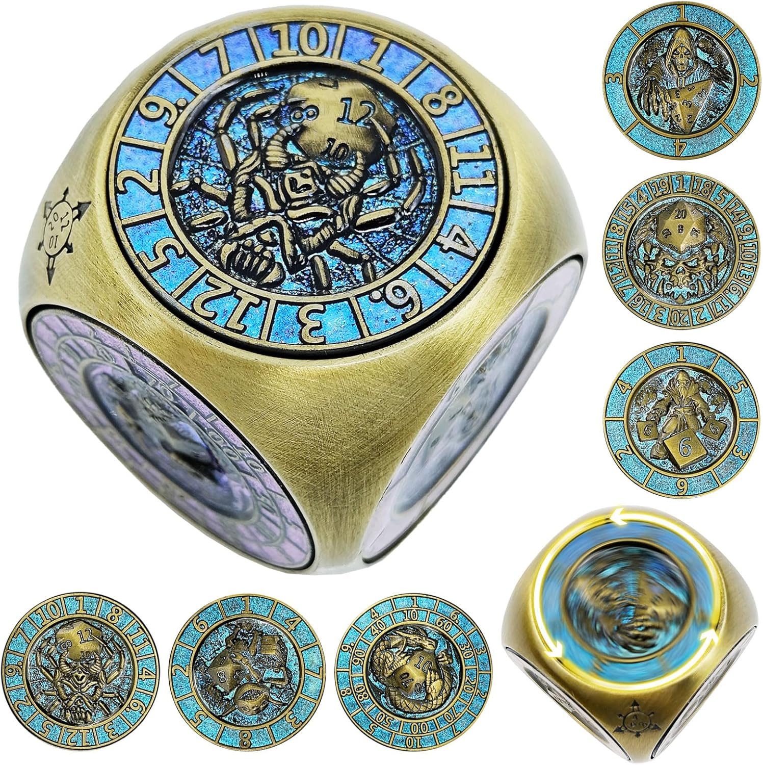 Metal Cube Spinner DND Dice, Polyhedral Role Playing 7 in 1 D&D Mystery Dice for Dungeons and Dragons Games Gifts, Desk Fidgets Arc Corners 6 Sided Tabletop RPG Accessories for DM & Player（YHAB