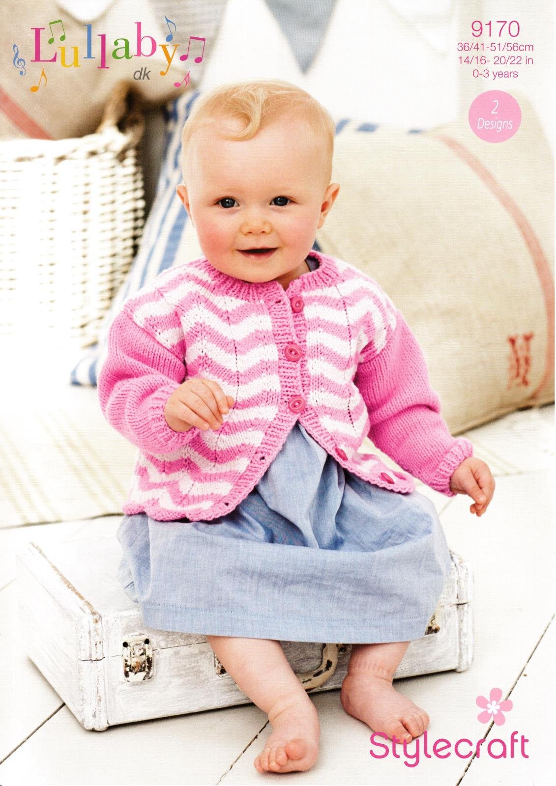 Stylecraft White 9170 Knitting Pattern Baby Cardigan And Jumper In Lullaby Dk