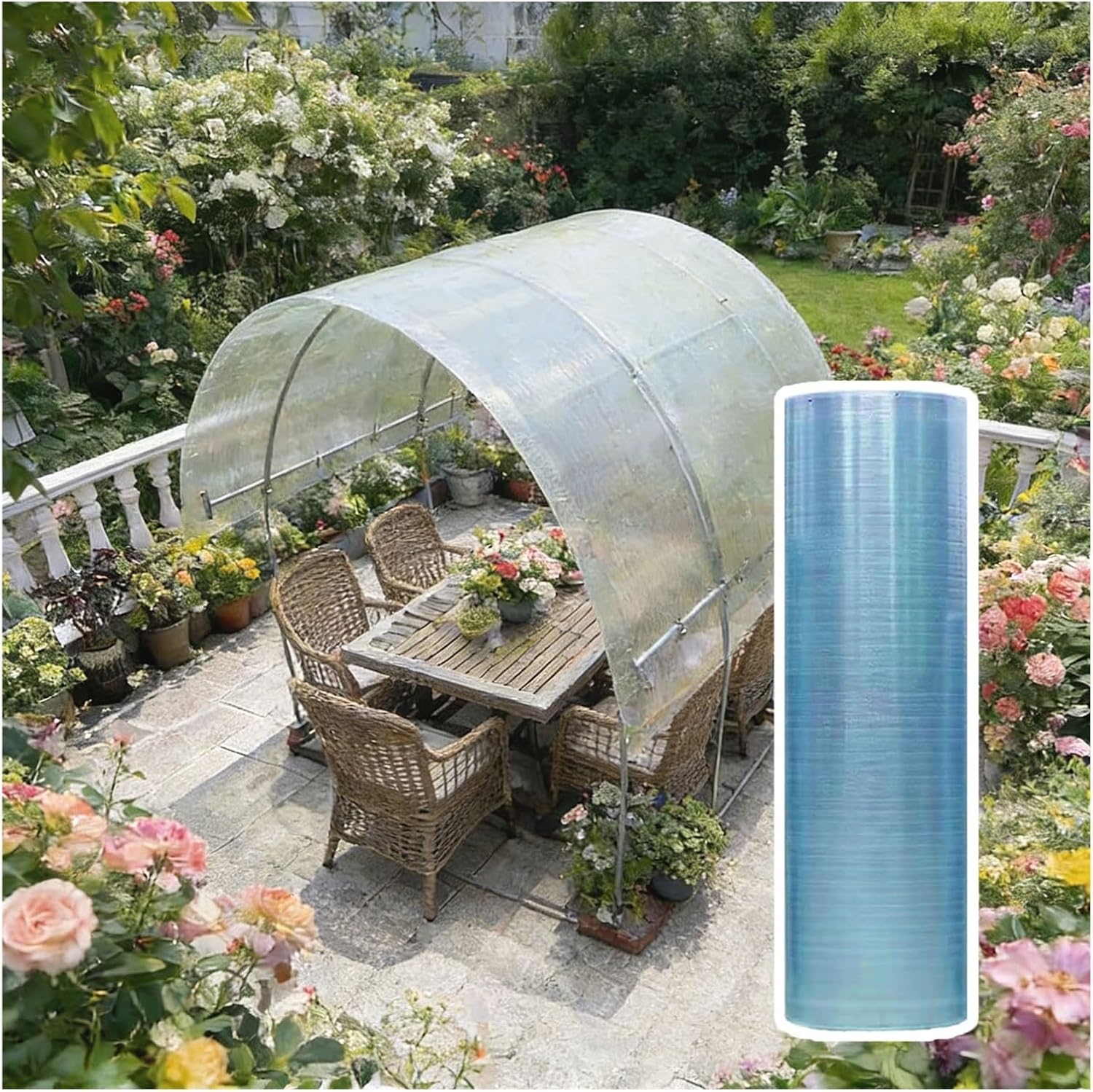 Polycarbonate Roof Panels, Corrugated Polycarbonate Panels Greenhouse Insulation for Gardens, Early Seedling Beds, Carports, Patios, Balconies(1.2x15m)