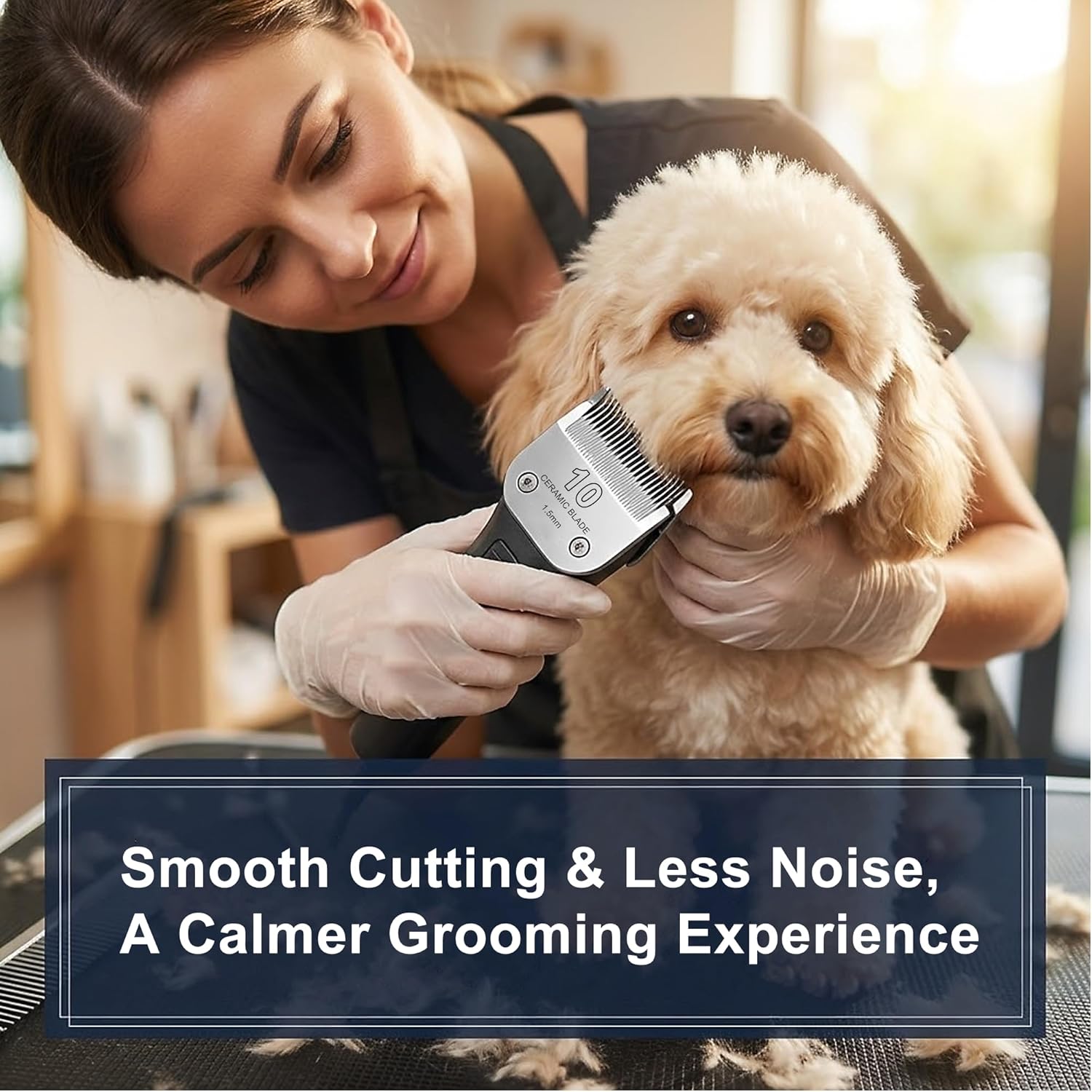 Detachable Pet Clipper Blades Dog Grooming Clipper Replacement Ceramic Blades, Compatible with Andis, Wahl, Oster(3Pack Size 10#,Cut Length 1.5mm)