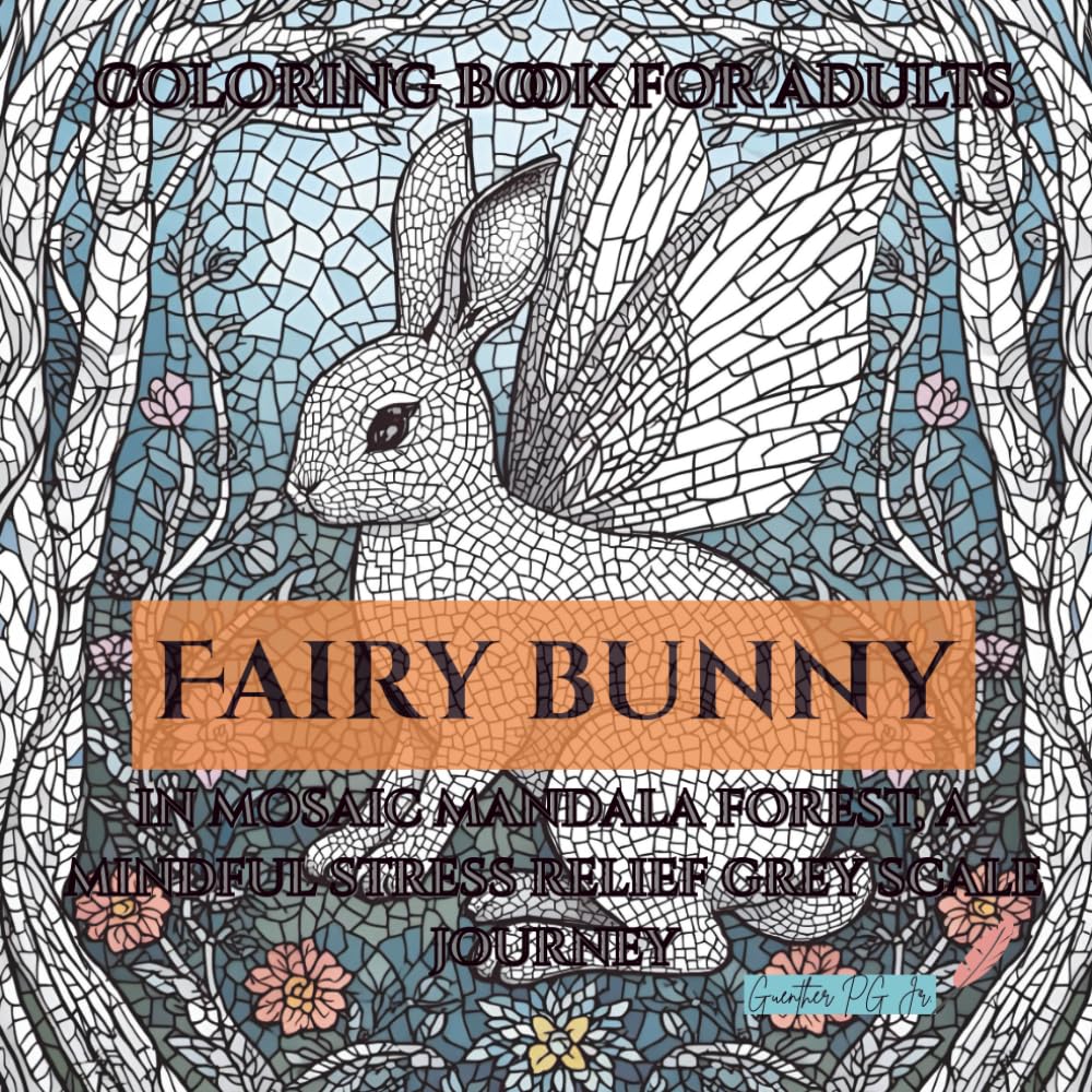 coloring book for adults fairy bunny in mosaic mandala forest: a mindful stress relief grey scale journey