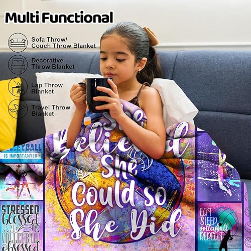 Miniatura 5 de Manta de voleibol, regalos de voleibol para niñas adolescentes, regalos de entrenador de voleibol para mujeres, accesorios de voleibol, decoraciones