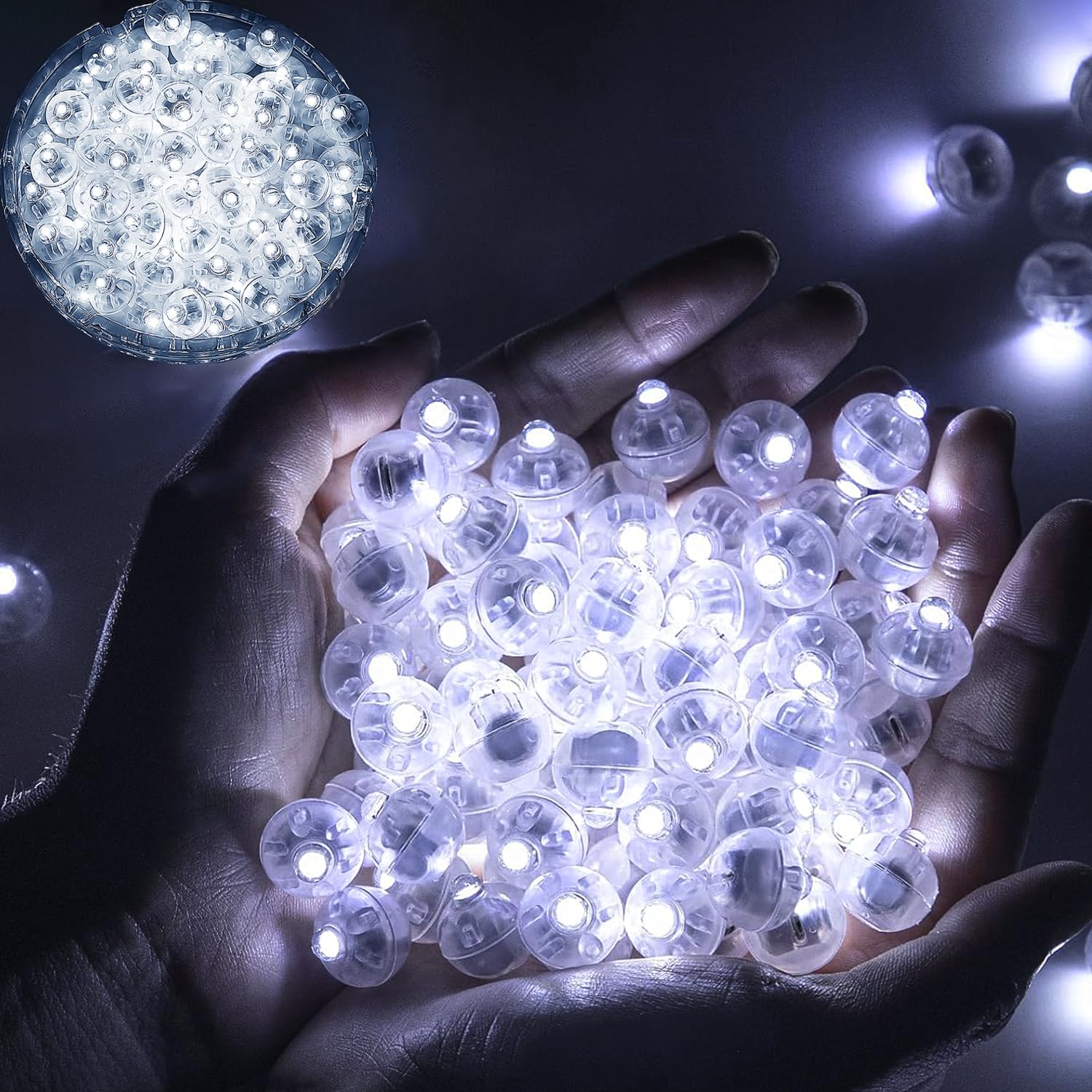 Phyooest Mini Luces de Globo LED, 100 Piezas Mini LED Lámpara Globo, Redondas Mini Luces para Globos, Linternas de Papel, Navidad, Bodas, Cumpleaños, Halloween, Fiestas