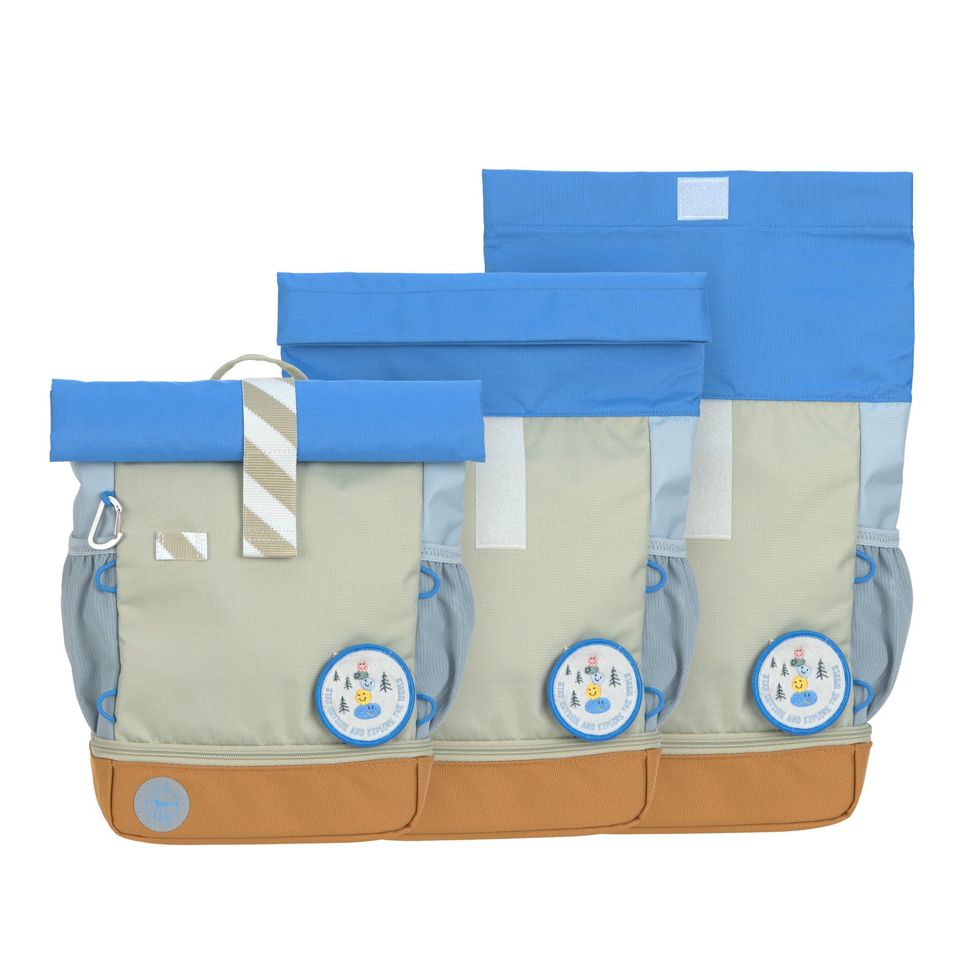 Lässig Zaino per l'asilo Zaino per bambini Rolltop con fascia toracica idrorepellente, 11 litri/Mini Rolltop Backpack Sunny Explorer green/blue