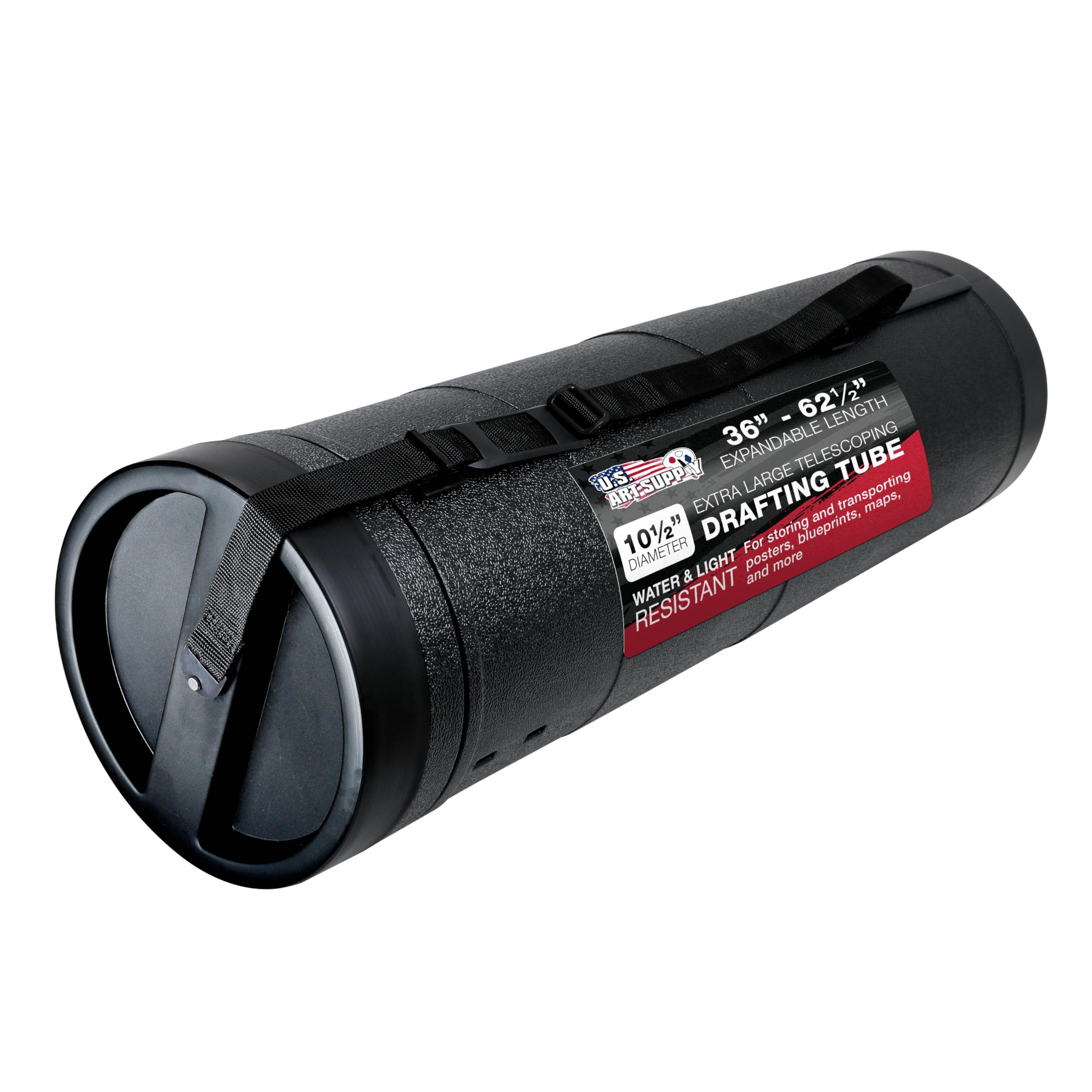 U.S. Art Supply Jumbo Poster Tube - Telescoping Adjustable 36" to 62-1/2" - Durable 10-1/2" Diameter Storage Tube - Art Poster Carrier Holder & Blueprint Storage Drafting Tube Travel & Protection