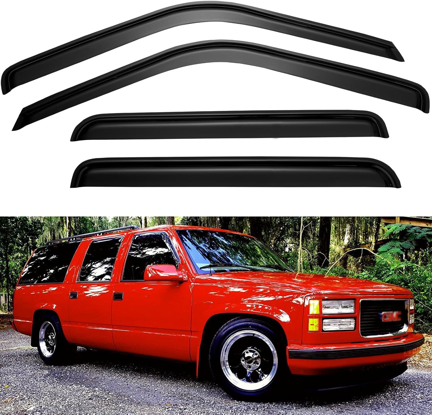 GMC Yukon Rain Guards IKON MOTORSPORTS In-Channel Window Deflectors For 2007-2014 Chevy Tahoe & GMC Yukon - 4pc Smoke Tinted Rain Guards In-channel Rain Guards For Tahoe Yukon - Foto 13
