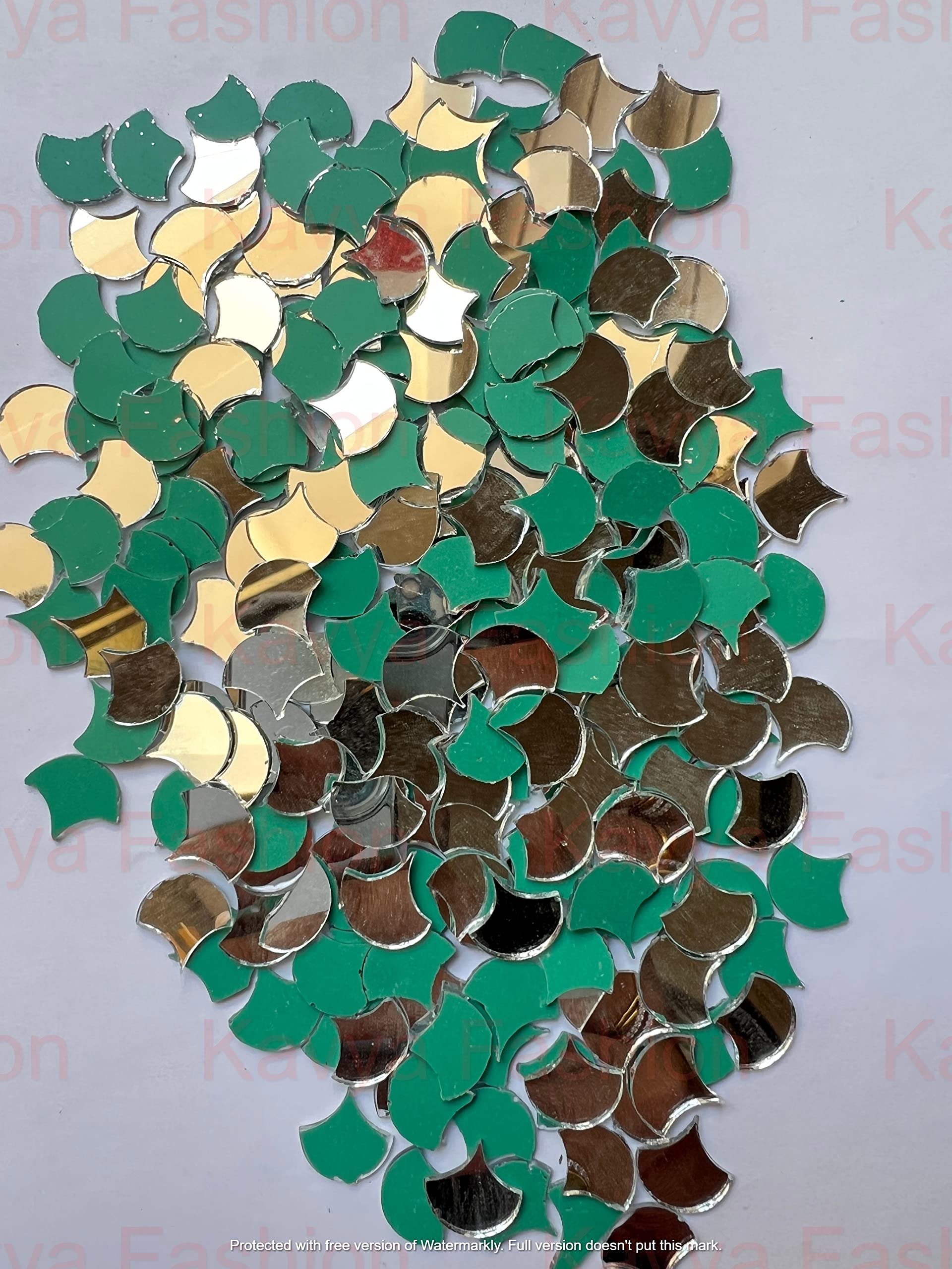 Kavya Fashion Diya Shape Mirror kit for Jewellery Making,Other Craft Work Like Project & lippan Art, mud Work (Total-200 Piece)[Free Fabric Glue Cone] (Diya Shape)