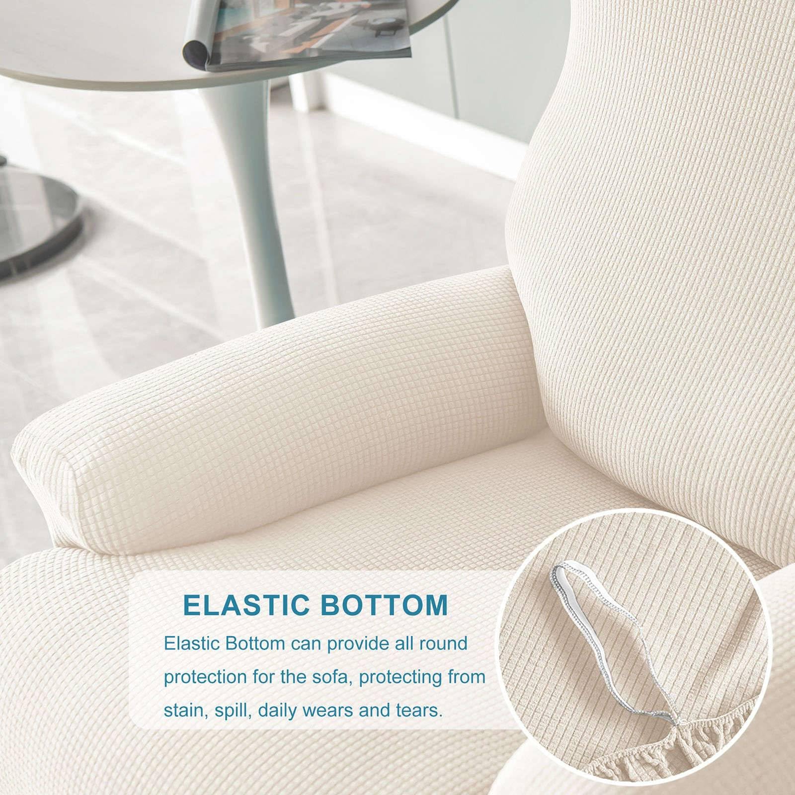 Impermeable Funda Sillon Relax reclinable 2 Plaza Elástica 6-Piezas Funda Sillon Relax reclinable Jacquard con Bolsillo Fundas de Sillón para Niños Mascotas Perros Gatos-Blanco-2 Plaza