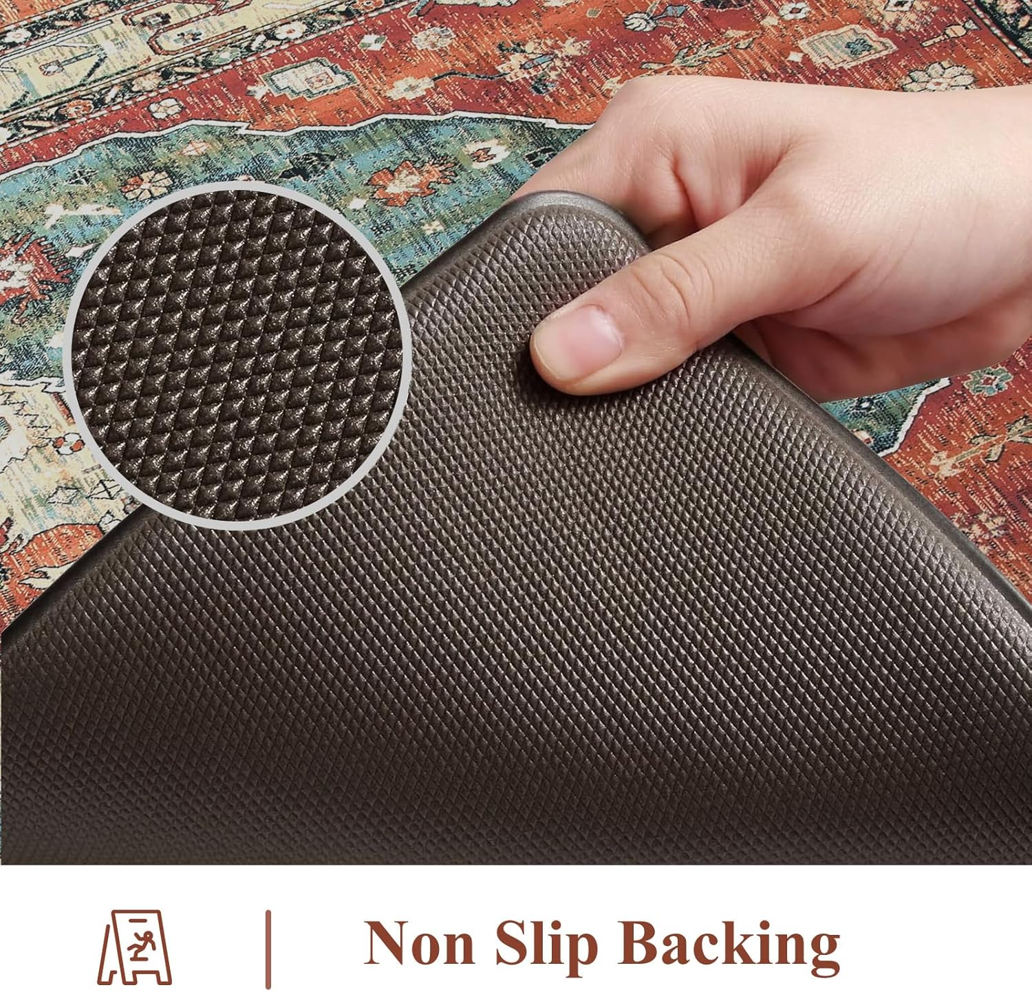 Collive Boho Kitchen Mats 2PCS, Cushioned Kitchen Mat for Floor Anti Fatigue Waterproof Kitchens Rugs Set of 2, Non Skid Comfort Standing Rug for Office, Sink, Laundry, 17.3"x29"+17.3"x47"