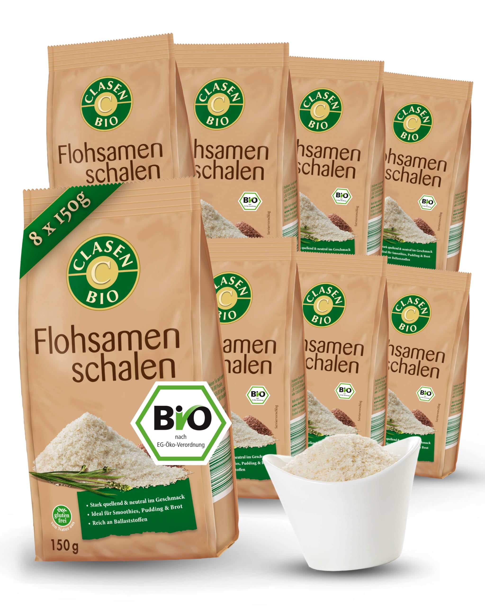 8x CLASEN BIO Flohsamenschalen - 150g