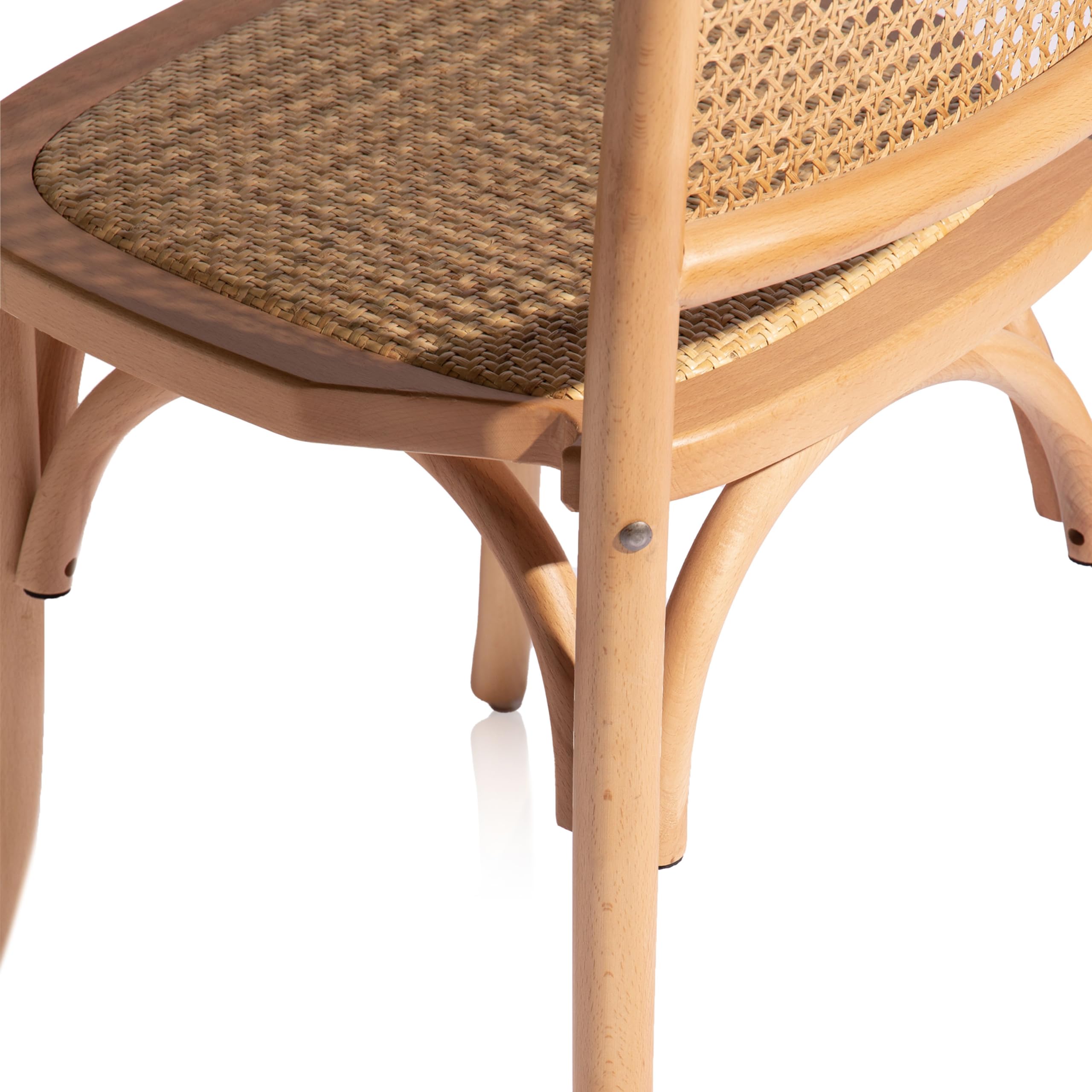 Adec Group Toscana, Pack 2 Sillas de Comedor, Silla Salón, Acabado en Madera Natural y Ratan, Medidas: 43,5 cm (Ancho) x 44,5 cm (Largo) x 87,5 cm (Alto)