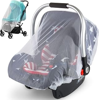 2 Pack Mosquito Cover for Stroller, Bug Net for Car Seat, Portable Durable, No Harmful Chemicals, Long-Lasting Infant Insect Shield Netting, White (M+L), Set.