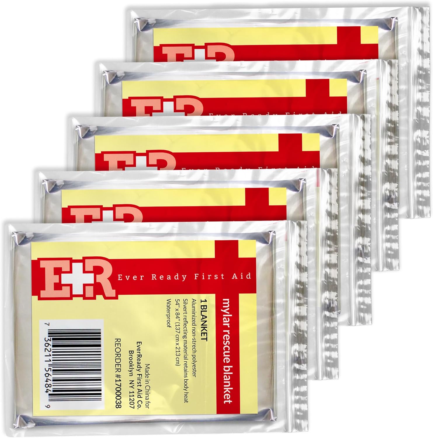 Ever Ready First Aid Mylar Rescue Blanket, Large Silver Thermal Sheet for Emergency and Survival, 54” x 84” – 5 Count Ever Ready First Aid Mylar Rescue Blanket, Large Silver Thermal Sheet for Emergency and Survival, 54” x 84” – 5 Count