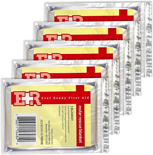 Miniatura 7 de Ever Ready First Aid Mylar - Manta de rescate grande, hoja térmica plateada para emergencias y supervivencia, 54 x 84 pulgadas, 10 unidades