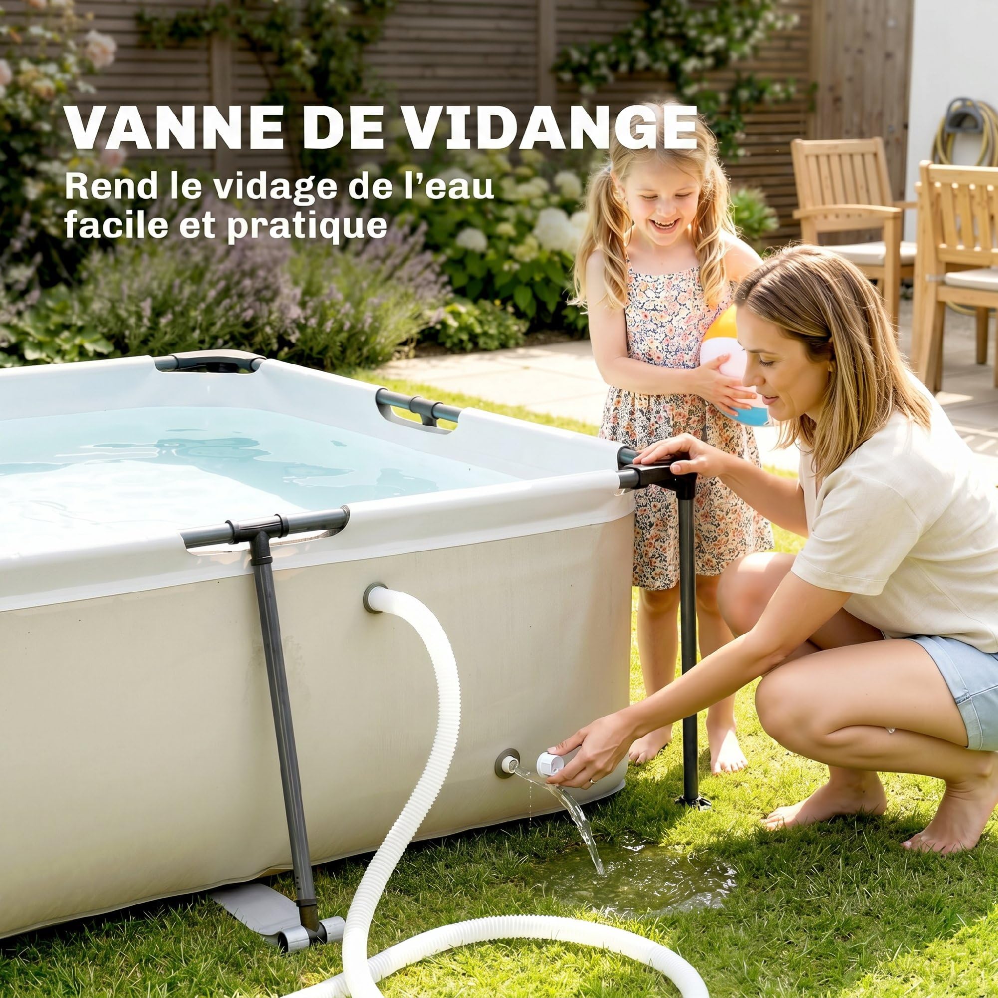 Outsunny Piscine Tubulaire Rectangulaire - 316x238x66,5cm avec Pompe de Filtration - Piscine Hors Sol Famille 3701L en PVC Triple Couche, Structure Stable Antirouille, Gris