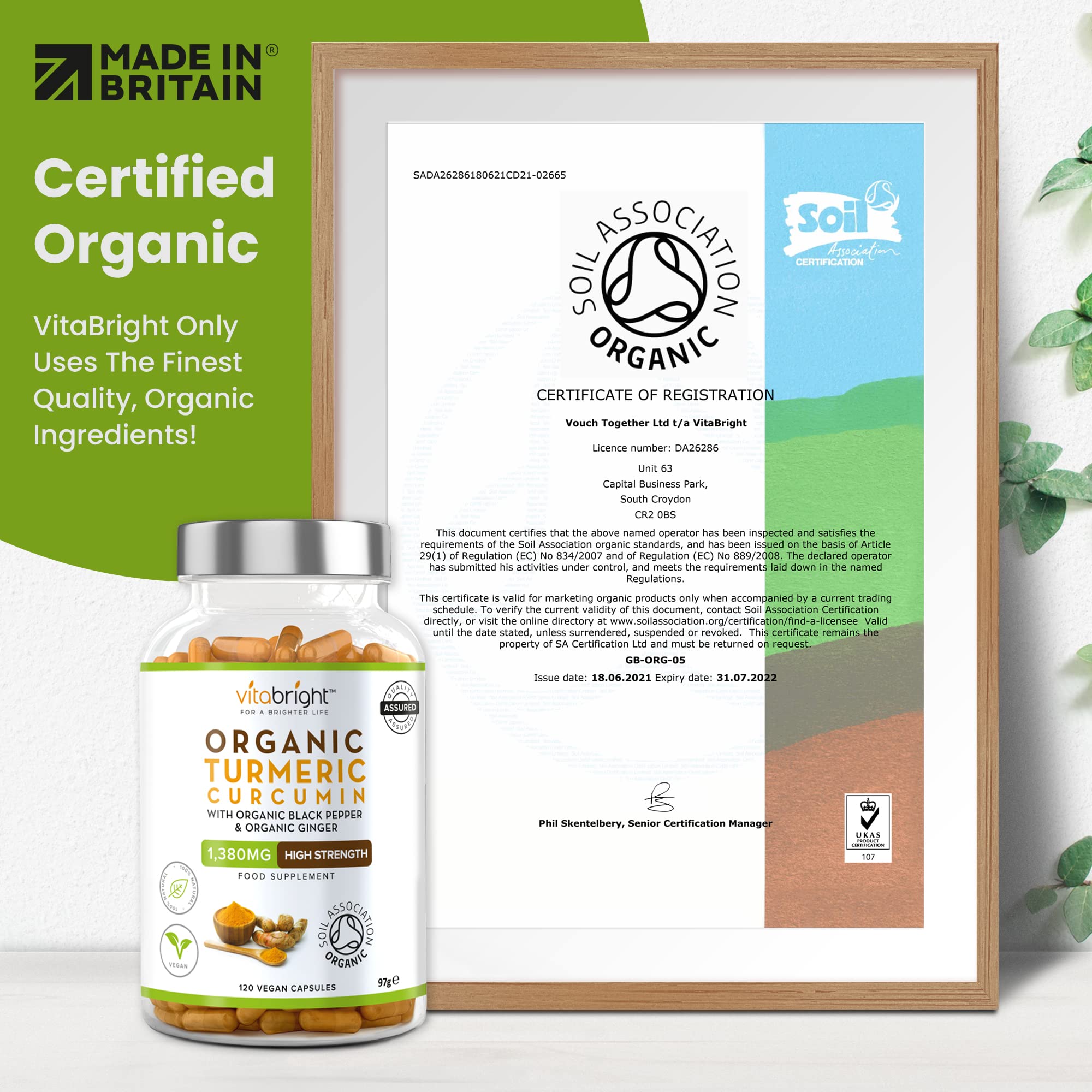 Organic Turmeric Curcumin 1380mg with Organic Black Pepper & Organic