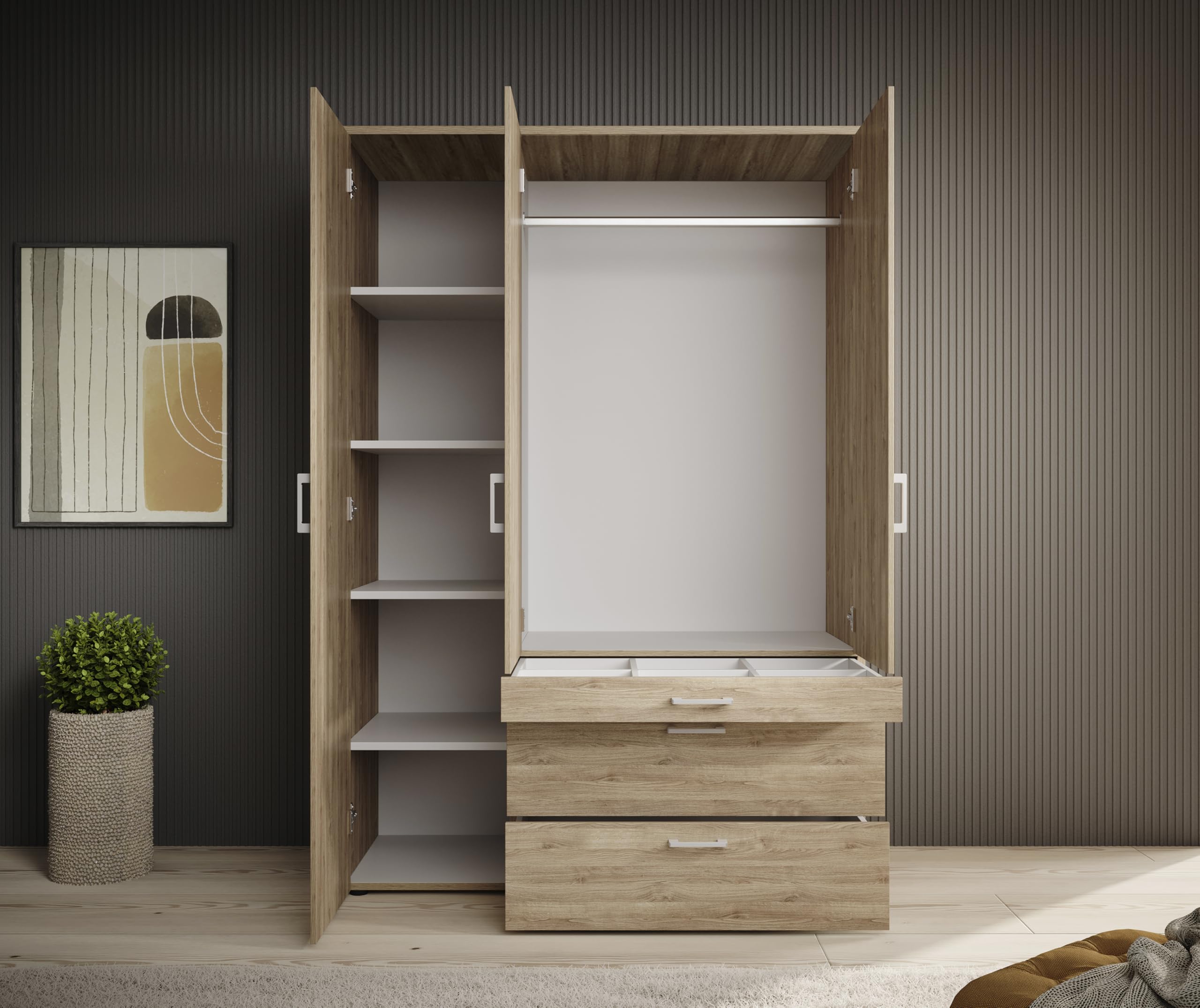 Armadio a 3 ante battenti con specchio 135x195x56 cm AVANTI TRENDSTORE