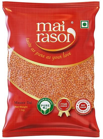 MAI RASOI Red Masoor Dal Split Unpolished 1Kg Pouch