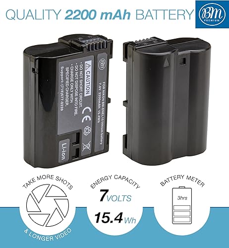 Miniatura 9 de BM Premium Batería EN-EL15 para cámara digital Nikon D850, D7500, 1 V1, D500, D600, D610, D750, D800, D800E, D810, D810A, D7000, D7100, D7200