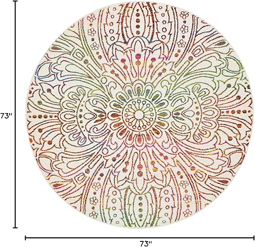 Miniatura 3 de Unique Loom colección Lyon - Alfombra abstracta y moderna, Polipropileno, Marfilrojo