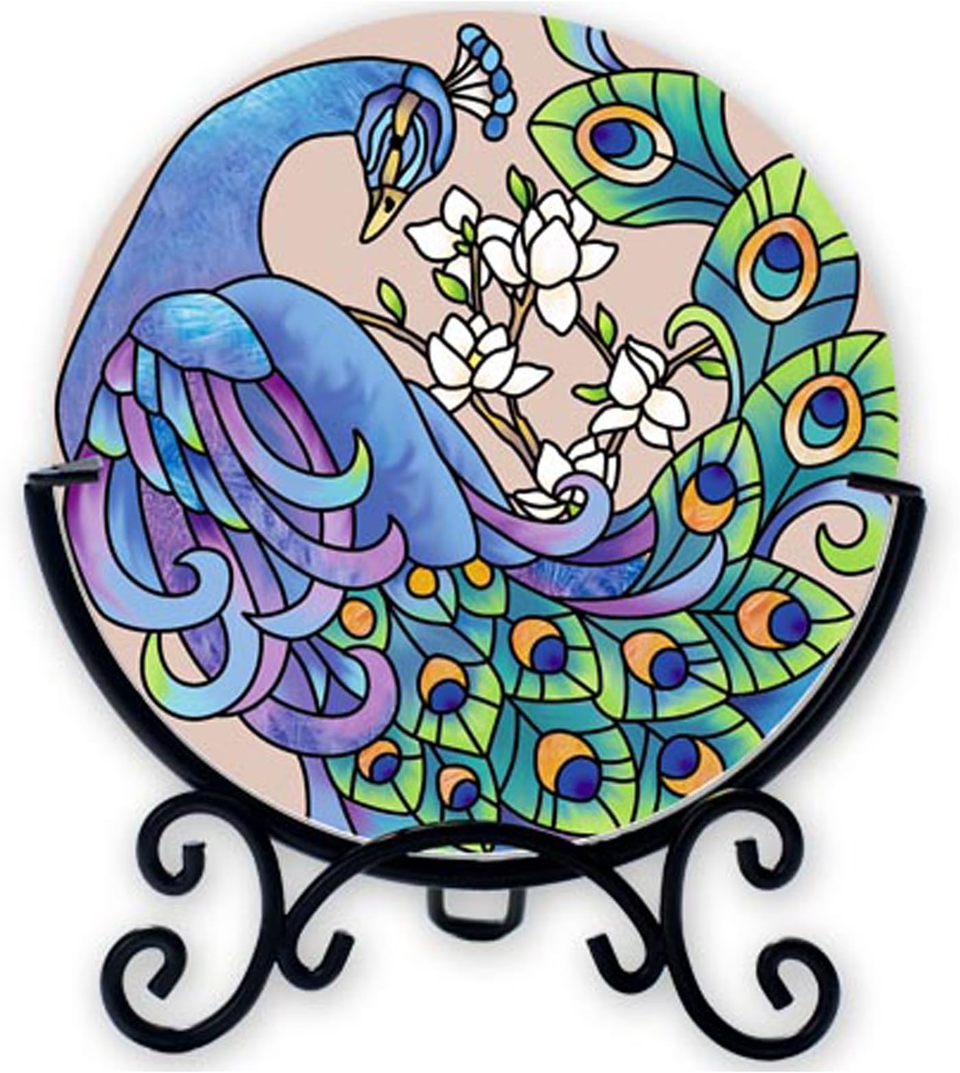 Joan Baker Design VMC177R Peacock Art Glass Tealight Holder, 4.75 by 5.5-Inch