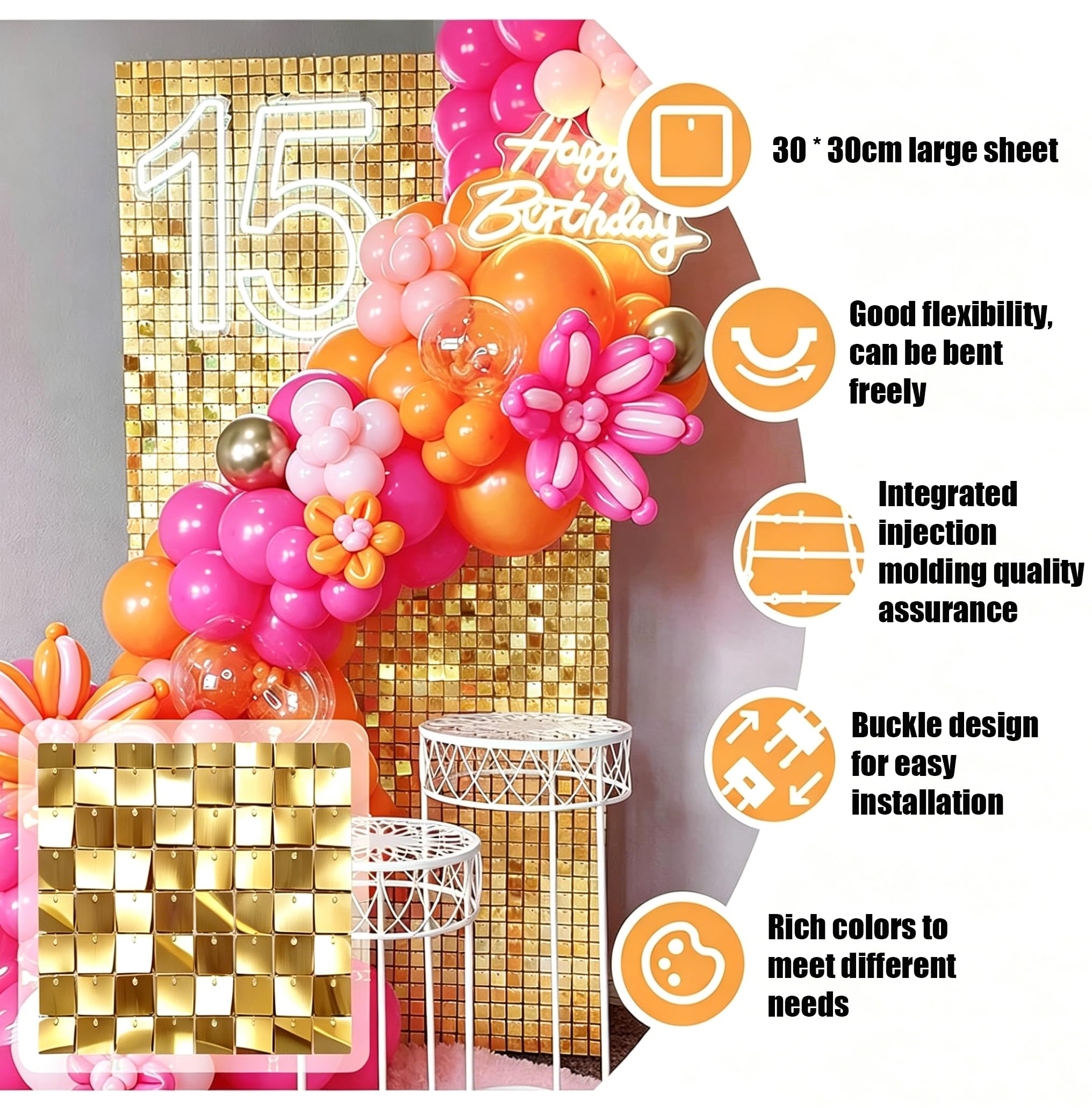 Licht Gold Schimmer Wand Hintergrund, 30cm * 30cm * 24 Stück