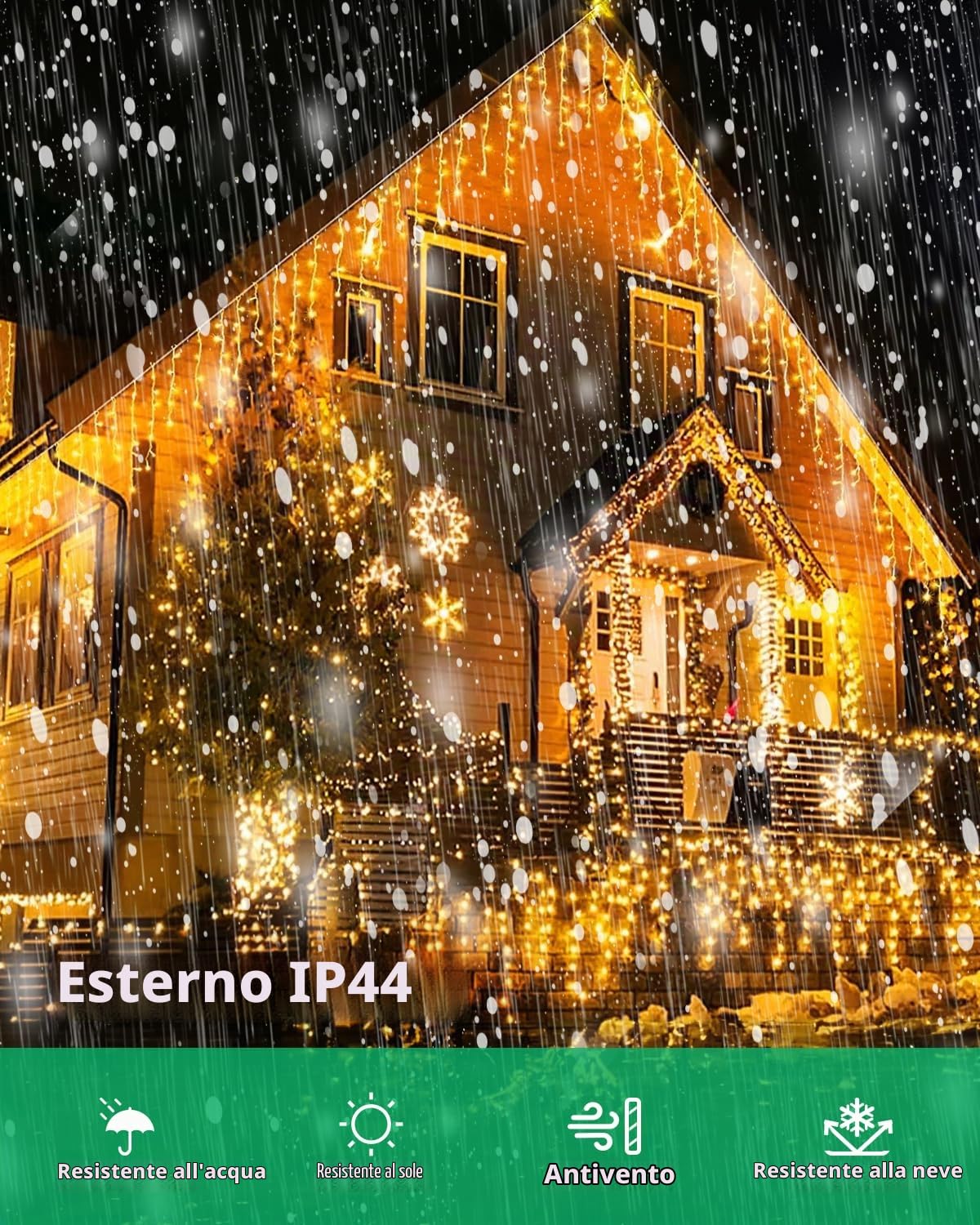 LEDYA Luci Natale Esterno, 30M 1000led Luci di Natale da Esterno Bianco Caldo, Impermeabile/8 Modalità/Timer Tenda Luminosa Cascata, Decorazione Atmosfera Finestra Giardino Balcone
