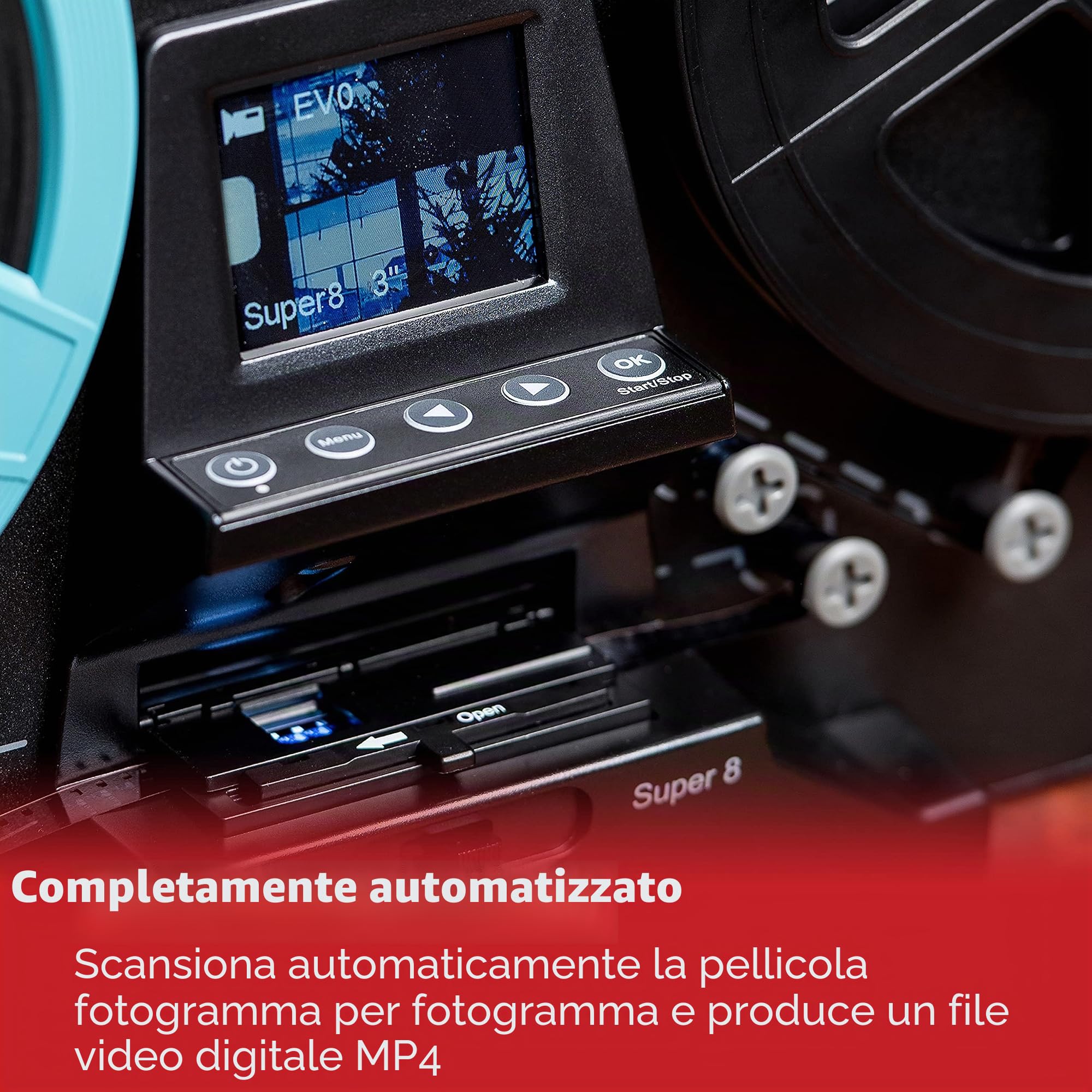 Magnasonic Super 8/8mm Film Scanner, converte la pellicola in video digitale, schermo vibrante da 2,3", digitalizza e visualizza 3", 5" e 7" Super 8/8mm (FS81)