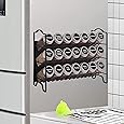 360-degree Rotating Glass and Stainless Steel Spice Rack with 20 Jars, Anti-Sprinkling Design, Great Gift