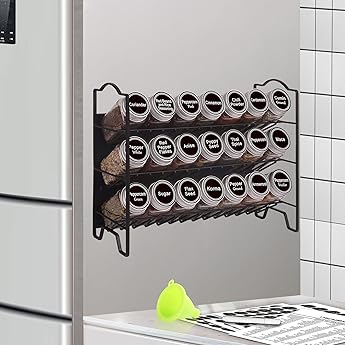 360-degree Rotating Glass and Stainless Steel Spice Rack with 20 Jars, Anti-Sprinkling Design, Great Gift