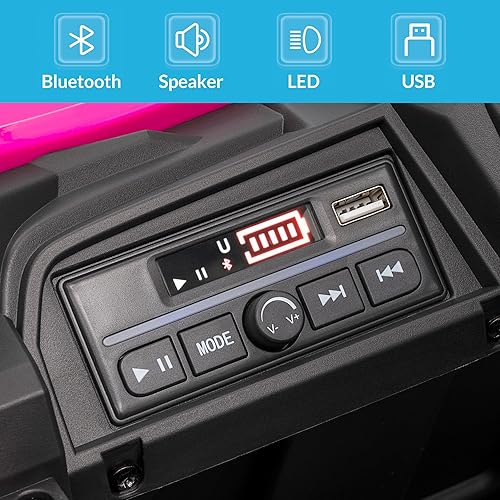 Miniatura 4 de Kidzone Vehículo UTV de 12 V para niños pequeños de 37 a 96 meses, vehículo eléctrico todoterreno de un solo asiento con control remoto, suspensión