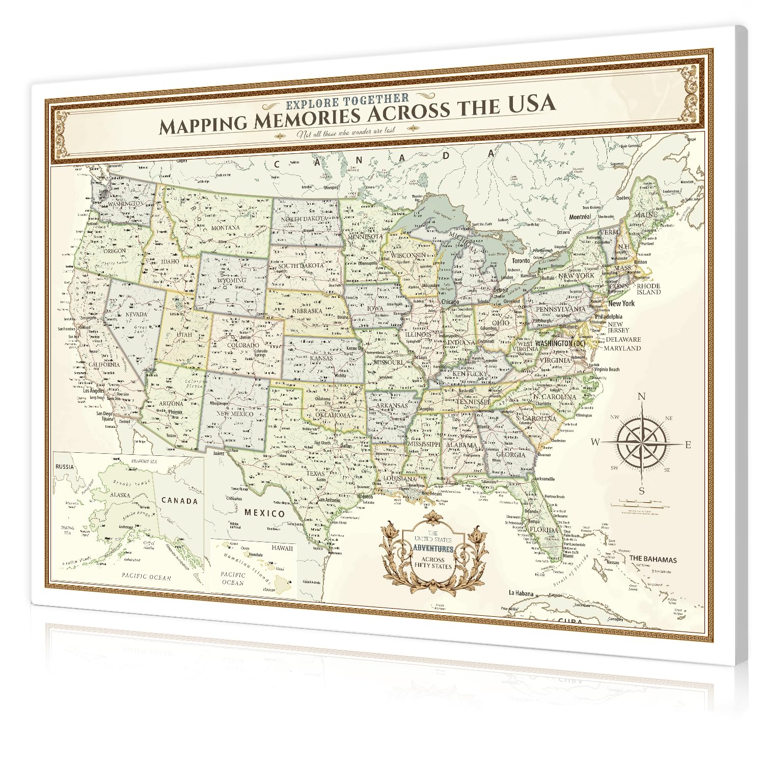 DECORARTS US Maps for Wall, Colorful Canvas USA Map, 40x30''
