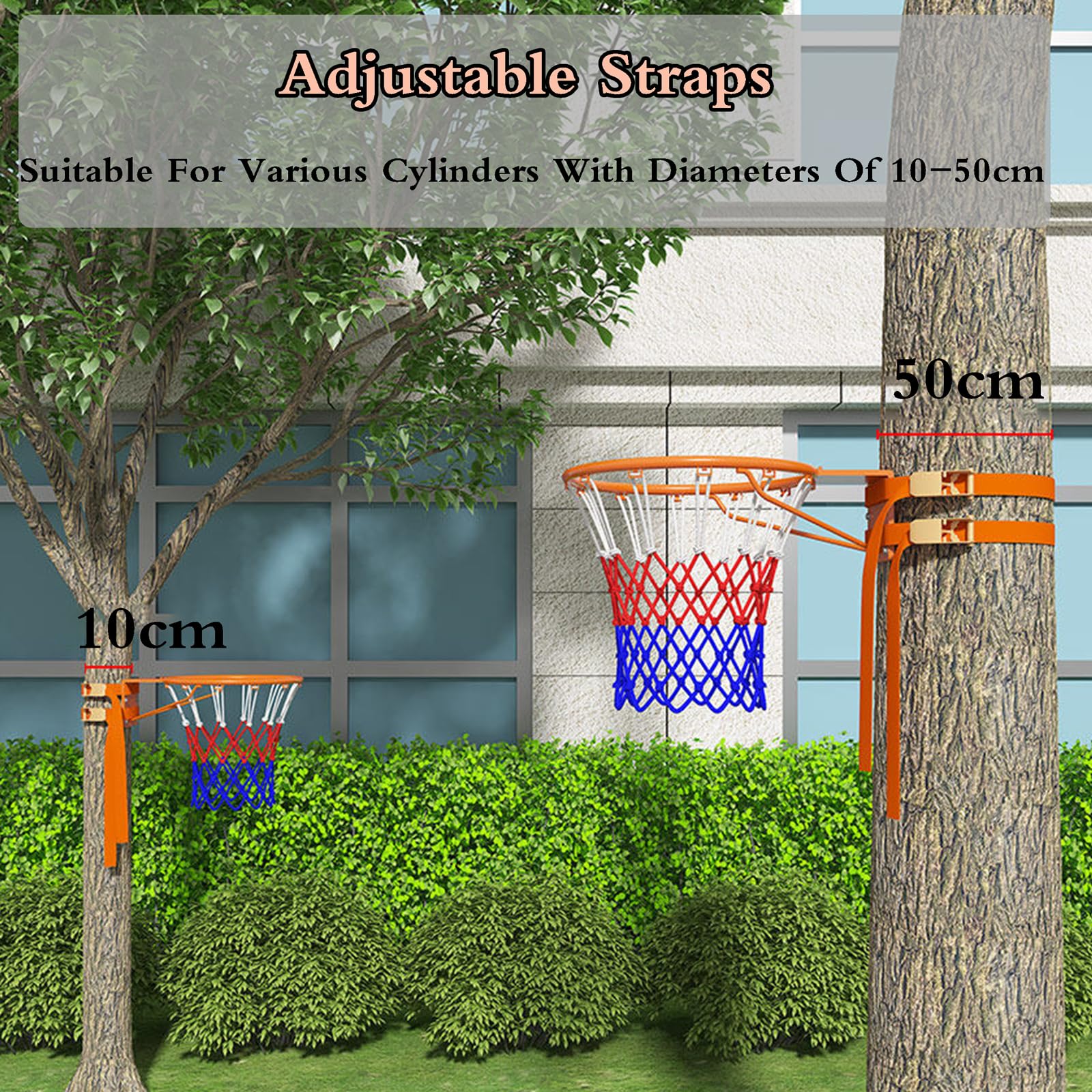 Aro De Baloncesto DiseñO Ajustable,Canasta Baloncesto Exterior,Anillo De Baloncesto Profesional Resistente,Basketball Hoop con Red,Altura Ajustable,para Deportes Al Aire Libre