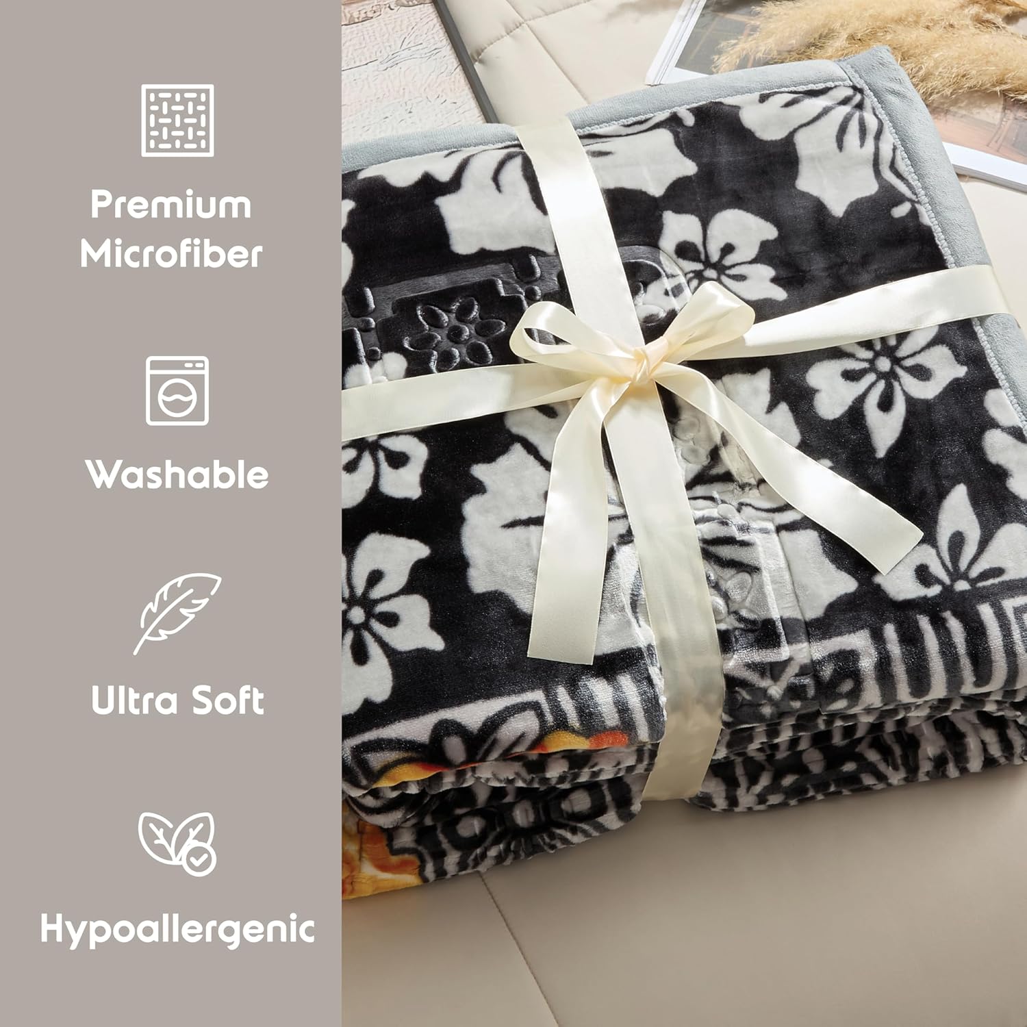 Nestl Korean Mink Blanket Queen Size - 9 Lbs Velvet Fleece Korean Blanket - 2 Ply Warm & Thick Winter Blanket - Wrinkle & Fade Resistant - 79 x 94 Inches (Grey) - Image 7