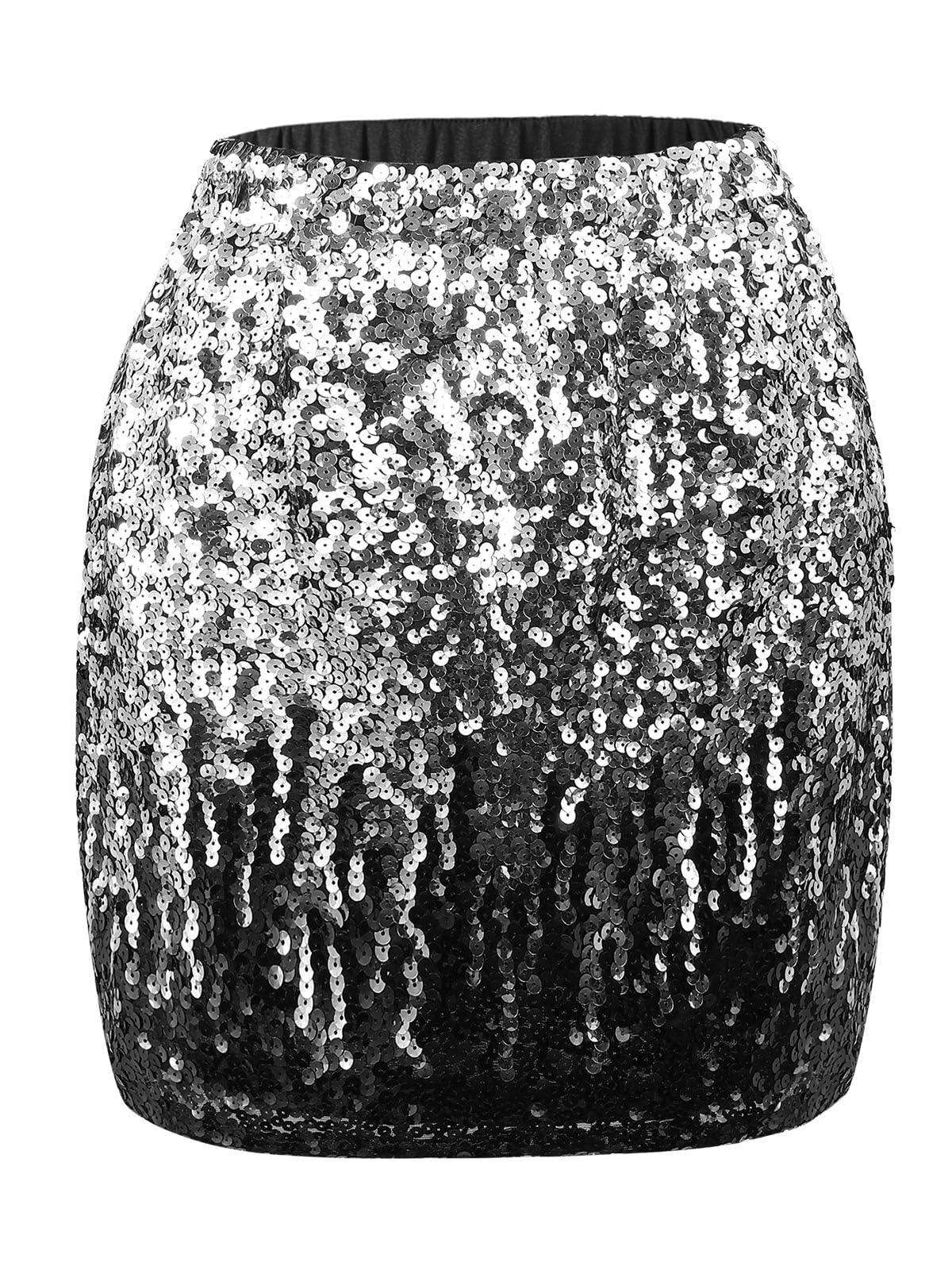 Kefiyis Pailletten Rock Glitzer Rock Damen Elastische Taille Pailettenrock Glitzerrock mit Futter Festival Karneval Party Röcke