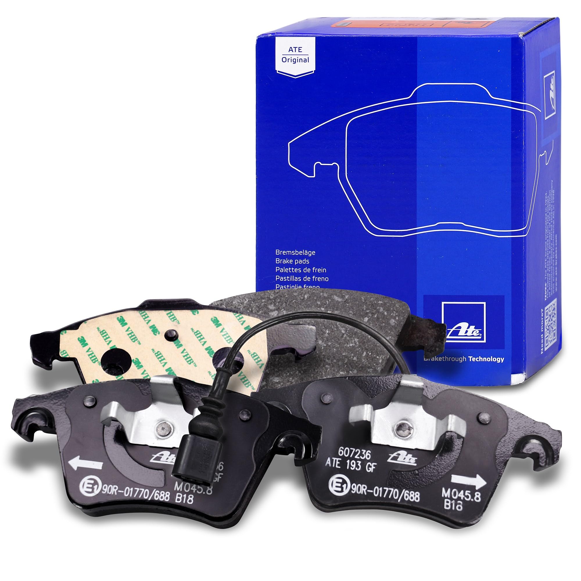 ATE Bremsenset inkl. Bremsscheiben vorne Ø 308 mm belüftet + hinten Ø 294 mm belüftet und Bremsbelägevorne + hinten und Warnkontakt Kompatibel mit VW CALIFORNIA Camper, MULTIVAN, TRANSPORTER T5 + T6