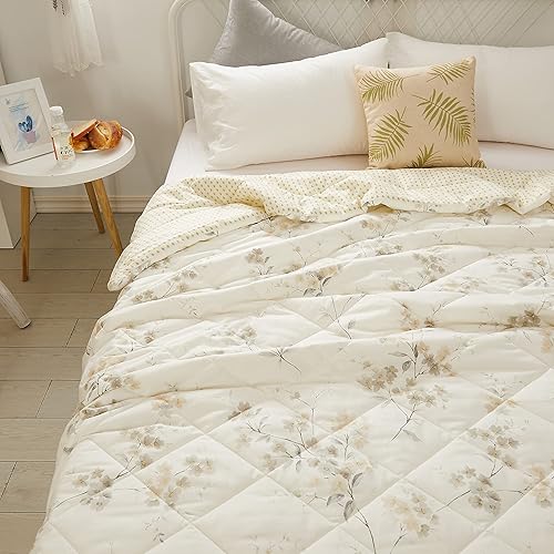 Miniatura 9 de Softta - Edredón de tela 100 % algodón, tamaño Queen, ligero, moderno, cálido, con patrón floral, suave microfibra con relleno interior, cómodo,