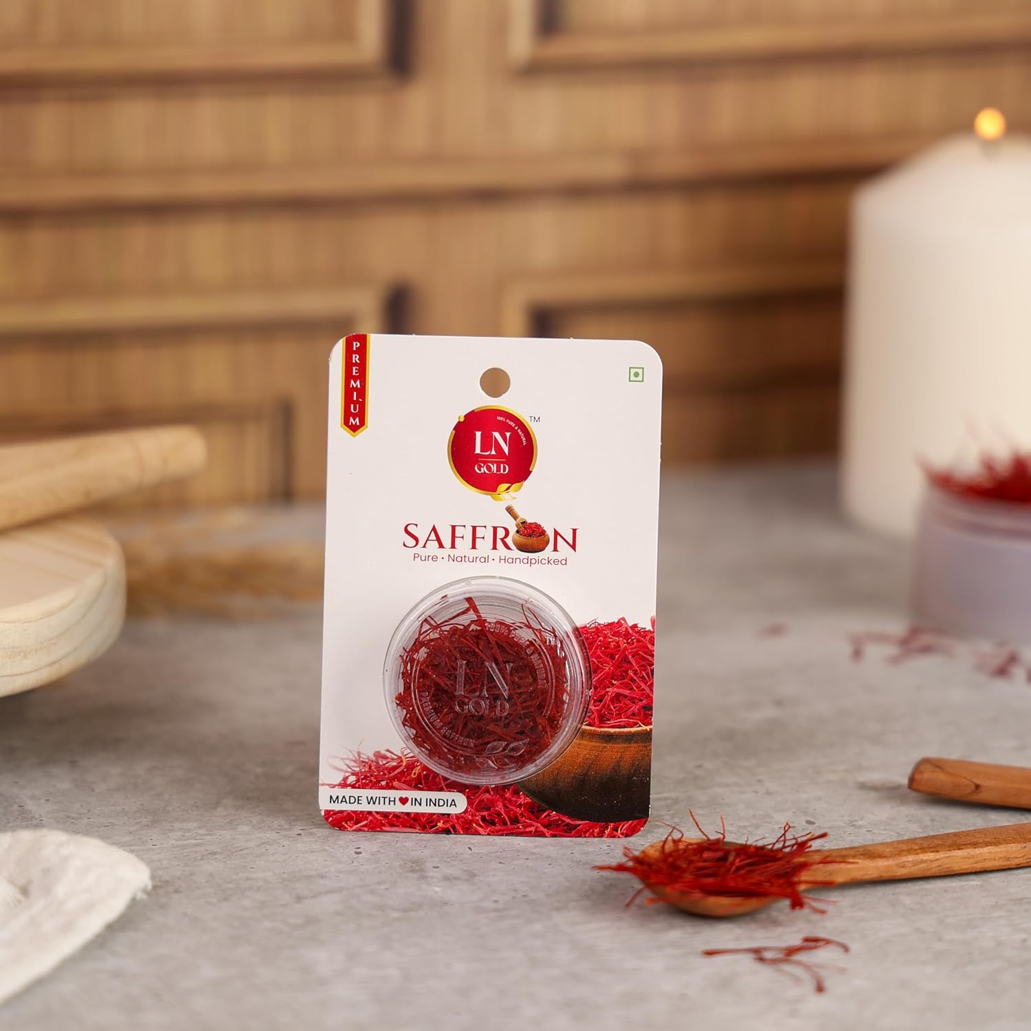 LN Gold Saffron 5 Gram Safron/Kesar/Zafran - Premium Kashmiri Mongra Saffron/Kesar - ISO and Grade A+++ Certified for Kashmiri Kumkuma Puvvu/Keshar Original Pregnant Women ,baby, Beauty, Biryani and