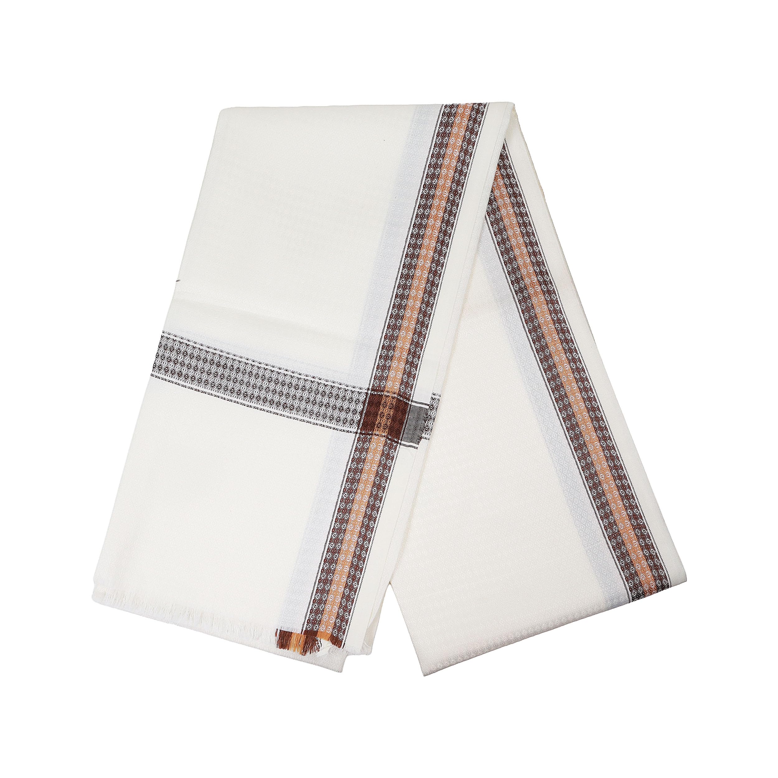 Men's Traditional Wedding Collection Oswal Shawl, Stole, Shela, Dupatta For Wedding And Traditional Function (Guest Gift Shawl) Use It, [Off White, Size - 34×72 Inches, 2 Meter]-image-8