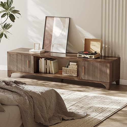 Miniatura 7 de Soportes de TV modernos de mediados de siglo para TV de 657075 pulgadas, consola multimedia bohemia para sala de estar, centro de entretenimiento de