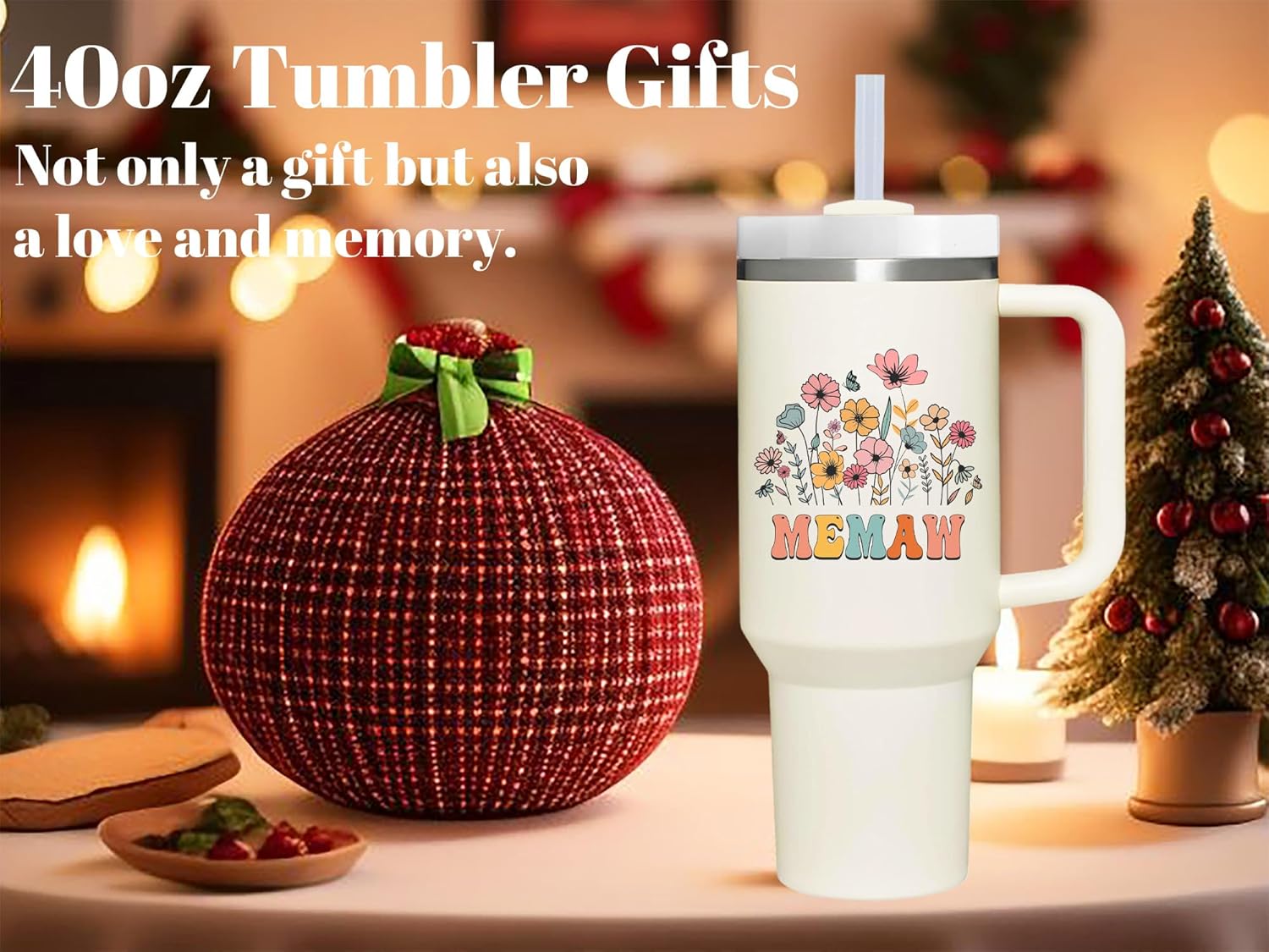 AMZUShome 40 oz Tumbler with Handle for Memaw.Mothers Day Tumbler Gifts for Memaw.Birthday Anniversary Christmas Memaw Gift.Memaw Cup Memaw Tumblers from Grandchildren. - Image 7